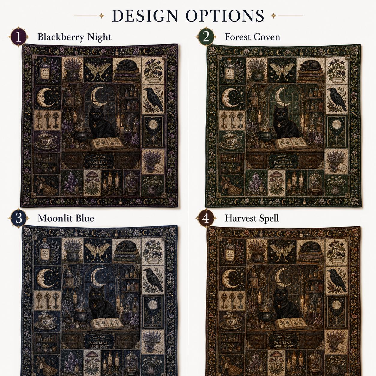 Quilt Blanket with Black Cat Halloween Vintage Witch Apothecary Bedding for Gothic Botanical Patchwork Throw and Witchcore Home Decor Gift - photo 4