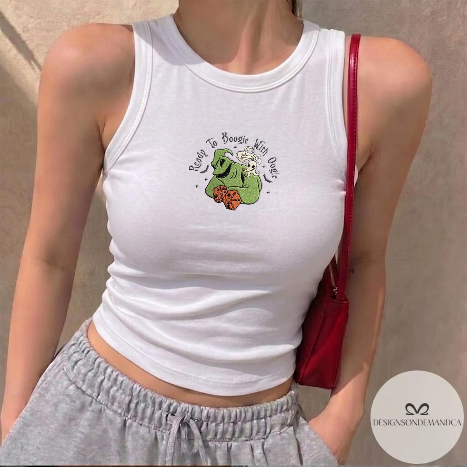 Embroidered Disney Oogie Boogie Bash 2026 Shirt with Ready to Boogie with Oogie – Nightmare Before Christmas Lace Trim Tank Baby Tee