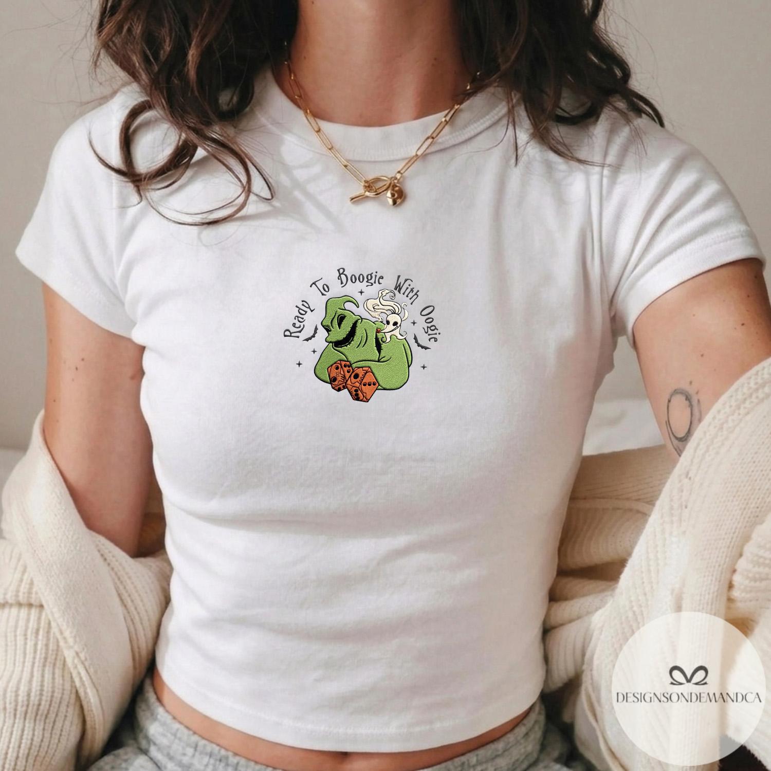 Embroidered Disney Oogie Boogie Bash 2026 Shirt with Ready to Boogie with Oogie – Nightmare Before Christmas Lace Trim Tank Baby Tee - photo 5