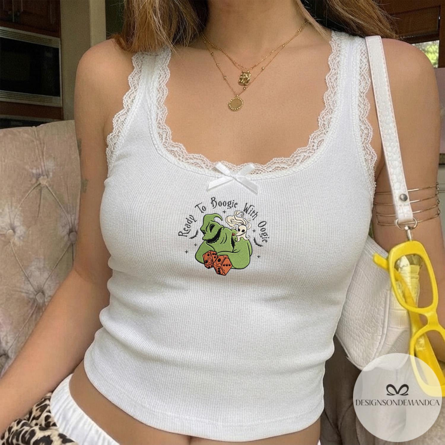 Embroidered Disney Oogie Boogie Bash 2026 Shirt with Ready to Boogie with Oogie – Nightmare Before Christmas Lace Trim Tank Baby Tee - photo 8