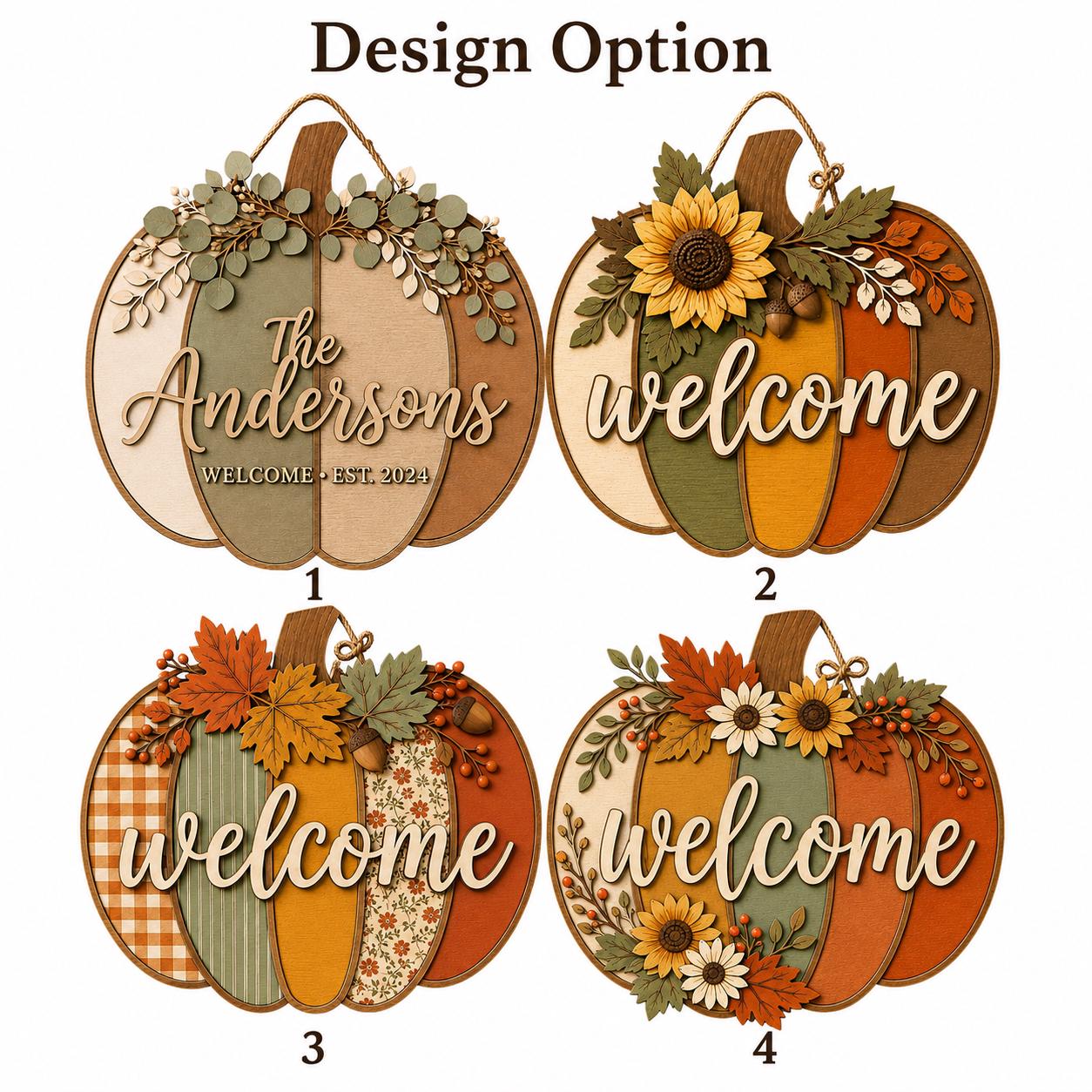 Custom Family Name Wooden Autumn Pumpkin Welcome Sign – Rustic Farmhouse Front Door Hanger for Fall Porch Decor and Thanksgiving Gift - photo 5
