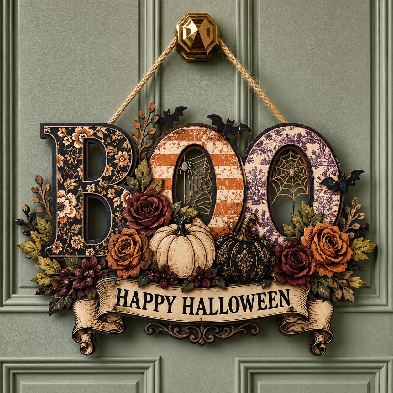 Layered Wooden Sign and Wood Door Hanger for Front Door – Spooky Season Halloween Decor and Autumn Farmhouse Porch Decoration - photo 2