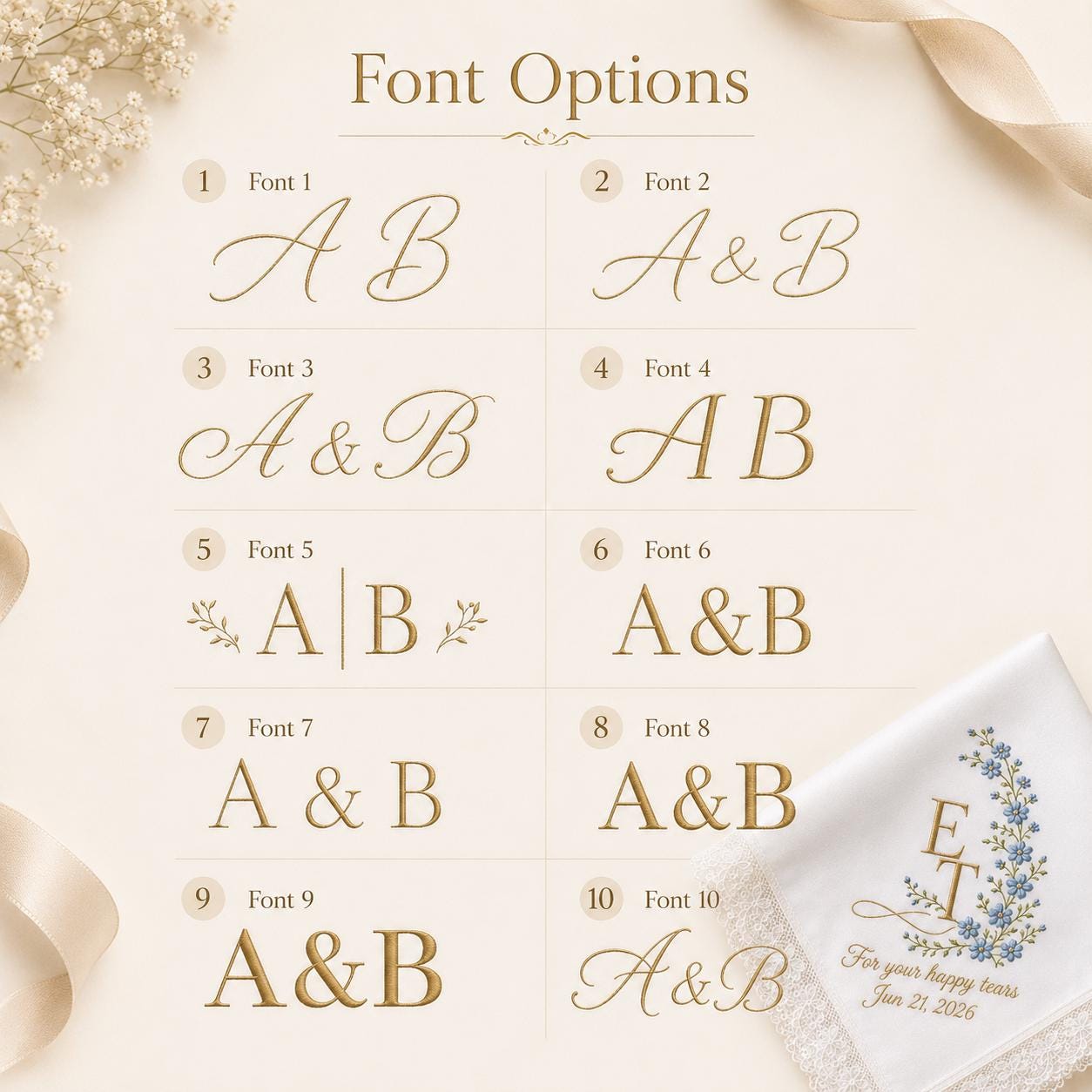 Personalized Custom Monogram Initials Embroidered Lace Wedding Handkerchief – Bridal Hankie for Your Happy Tears - photo 6