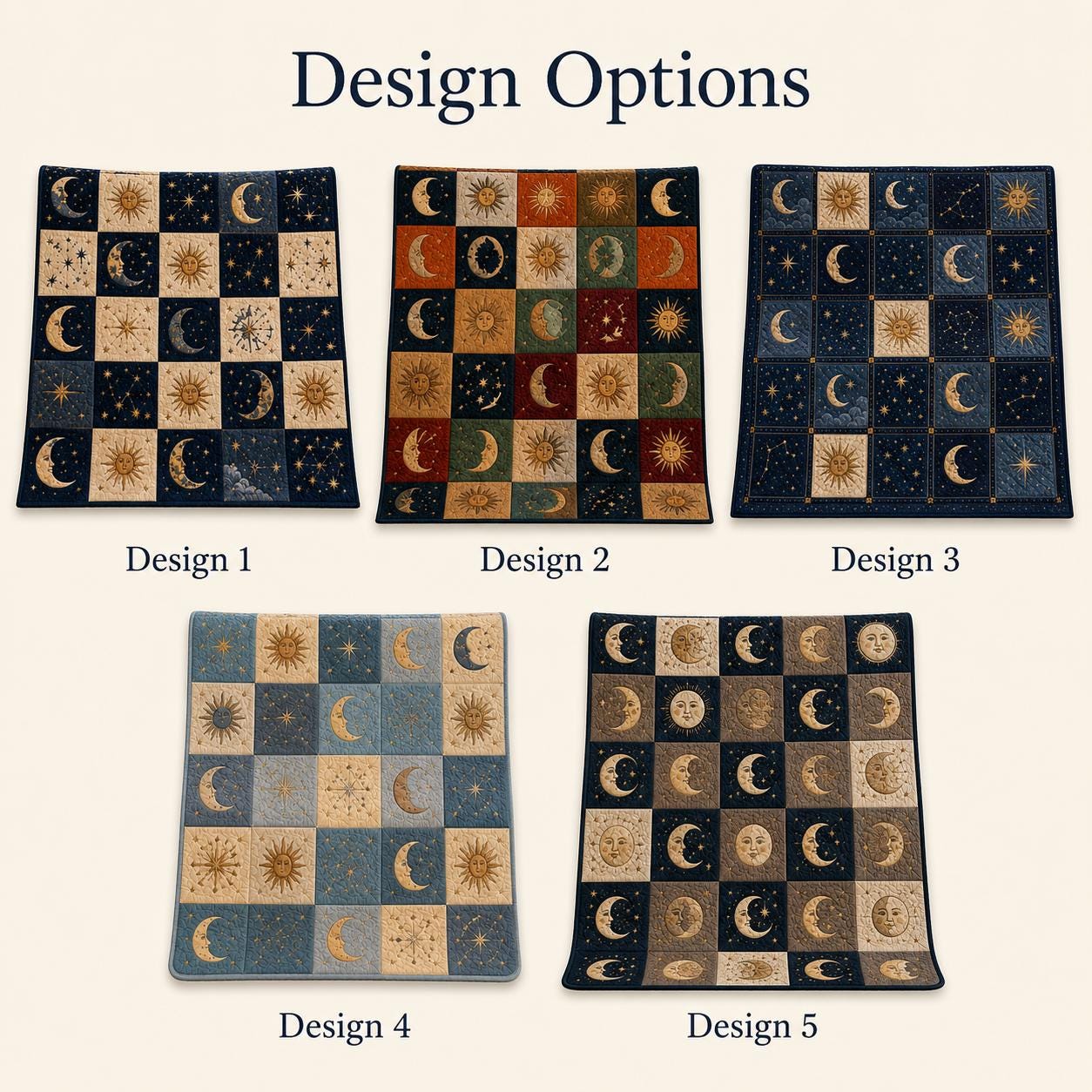 Celestial Astrology Moon and Sun Quilted Style Blanket – Esoteric Dark Academia Patchwork Quilt Bedding - photo 4