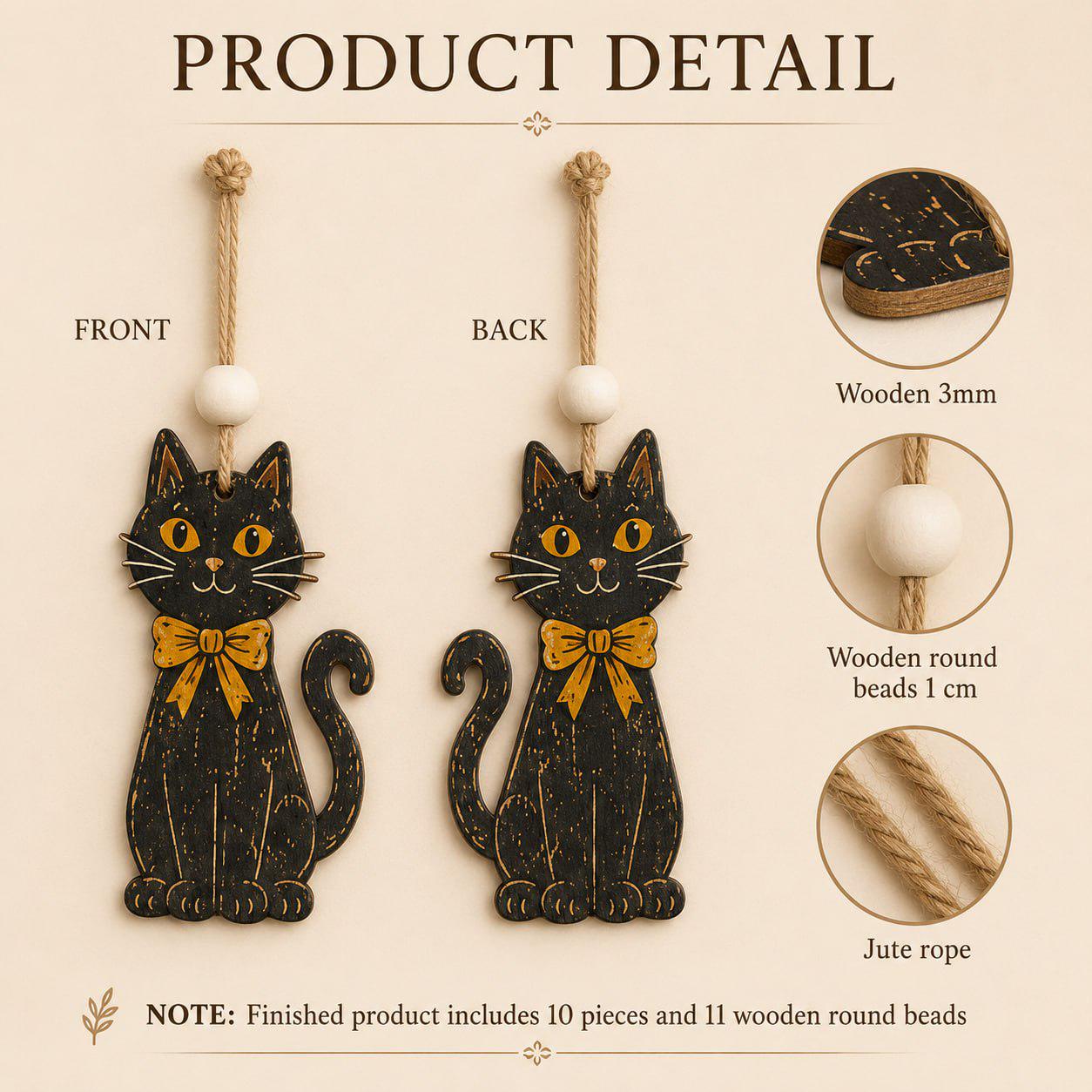 Vintage Pumpkin Ghost Witch Cat and Skeleton Wooden Halloween Garland Banner for Spooky Rustic Fall Stair and Mantel Decor - photo 6