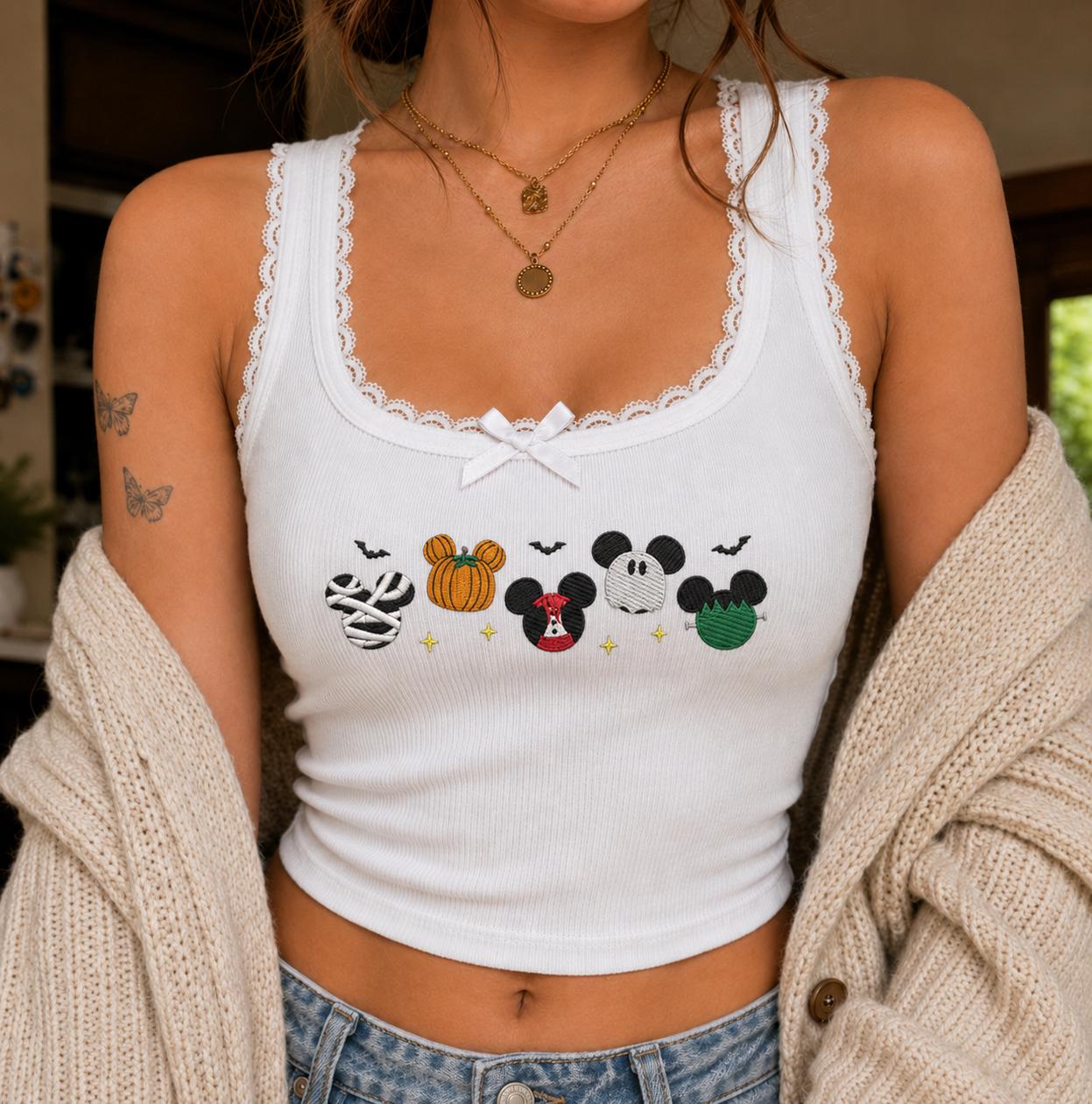 Embroidered Disney Mickey Halloween Baby Tee and Tank Top with Not So Scary Design – WDW Trip Outfit and Halloween Gift for Her - photo 2