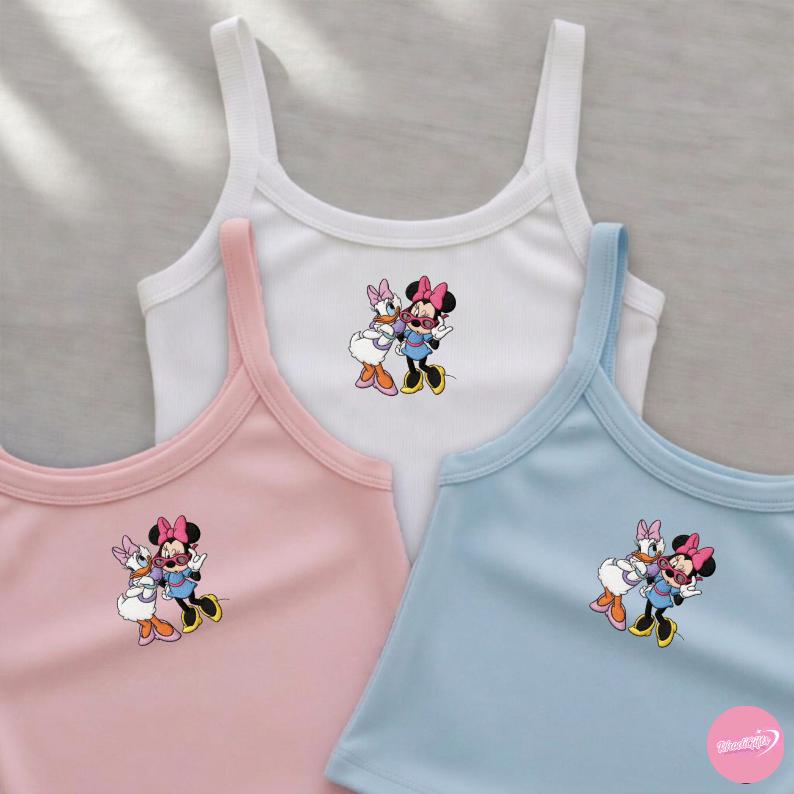 Embroidered Minnie and Daisy Baby Tee Crop Tank for Disney Best Friends – Disneyland WDW Girls Trip Matching Outfit Lace Trim Tank Top - photo 6