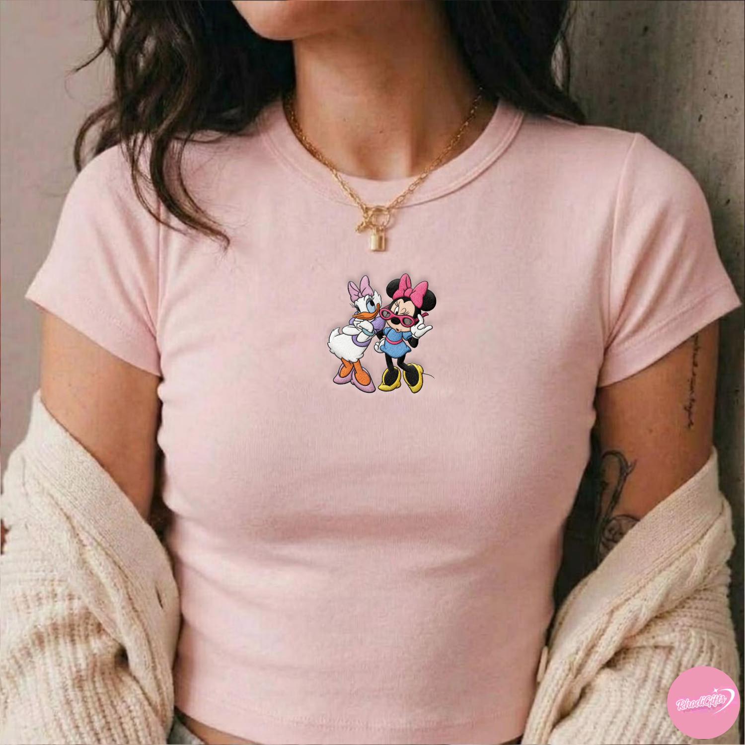 Embroidered Minnie and Daisy Baby Tee Crop Tank for Disney Best Friends – Disneyland WDW Girls Trip Matching Outfit Lace Trim Tank Top - photo 7