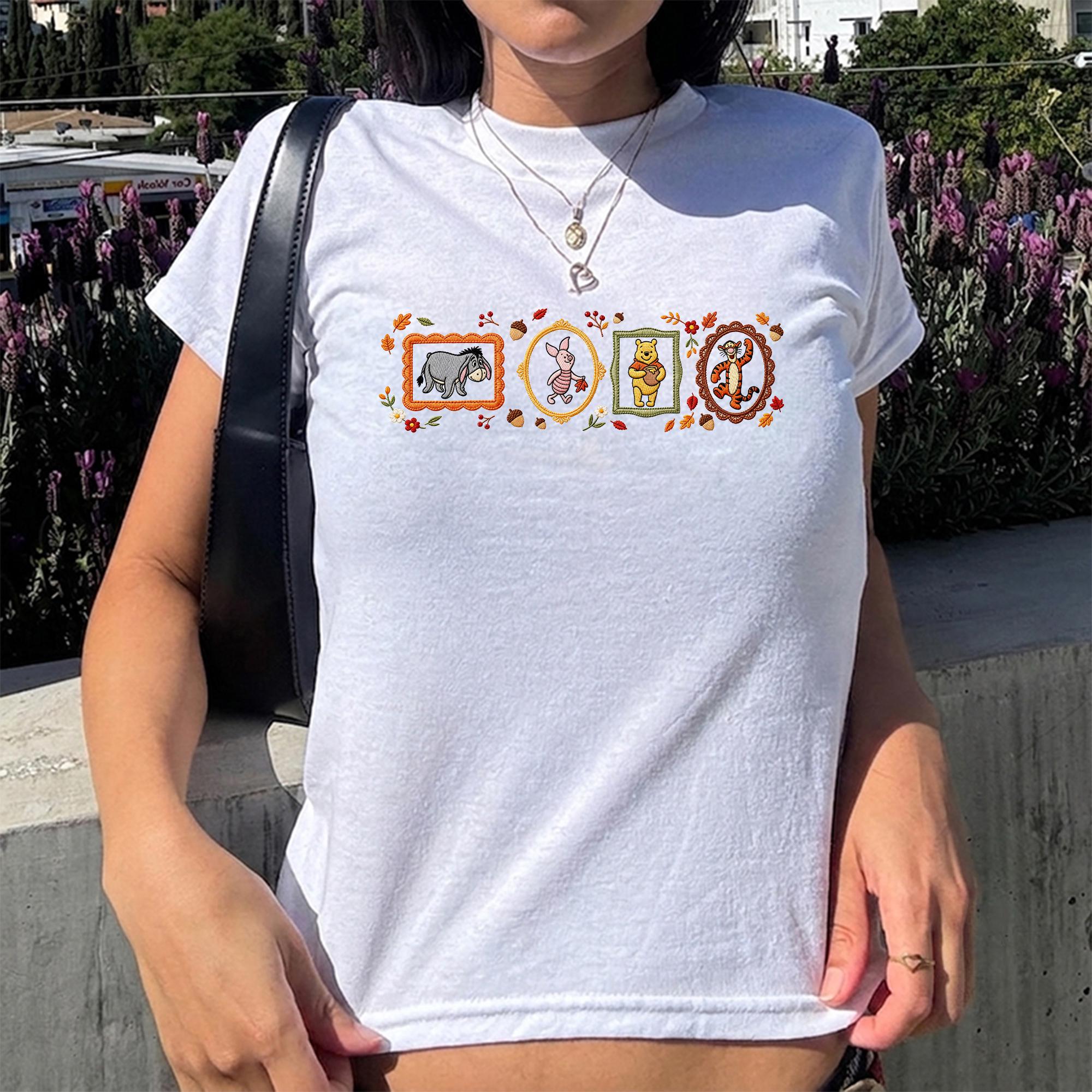 Coquette Winnie the Pooh Fall Embroidered Sweatshirt with Cute Bow – Disney Hoodie Quarter Zip Baby Tee and Spooky Season Mom Outfit - photo 3