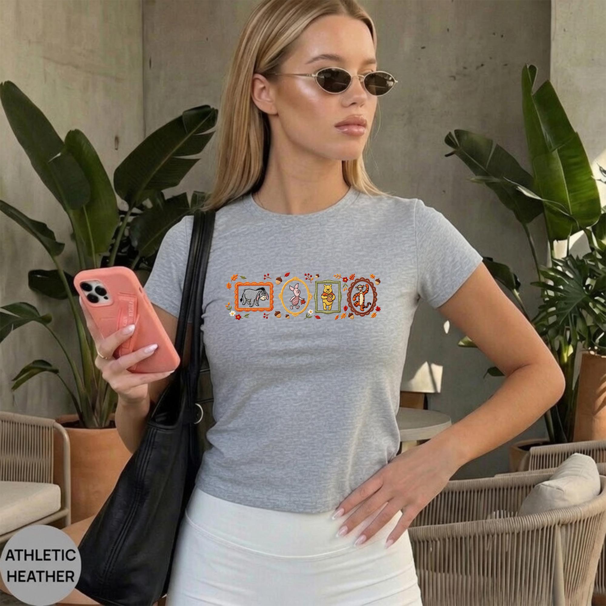Coquette Winnie the Pooh Fall Embroidered Sweatshirt with Cute Bow – Disney Hoodie Quarter Zip Baby Tee and Spooky Season Mom Outfit - photo 4