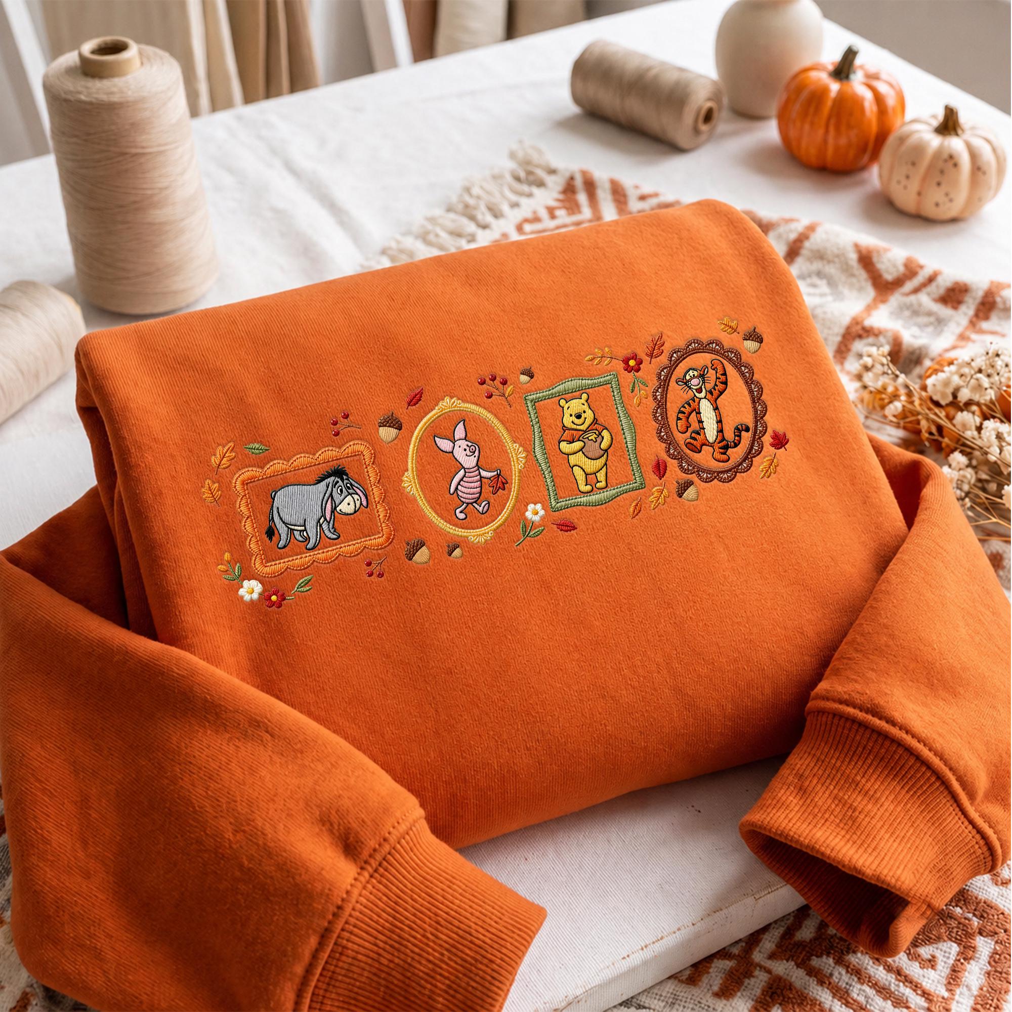 Coquette Winnie the Pooh Fall Embroidered Sweatshirt with Cute Bow – Disney Hoodie Quarter Zip Baby Tee and Spooky Season Mom Outfit - photo 6