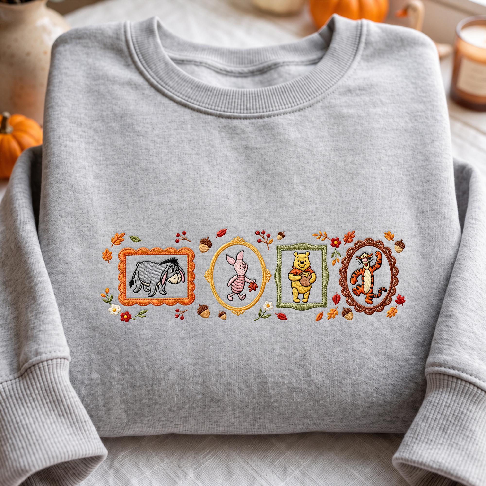 Coquette Winnie the Pooh Fall Embroidered Sweatshirt with Cute Bow – Disney Hoodie Quarter Zip Baby Tee and Spooky Season Mom Outfit - photo 7