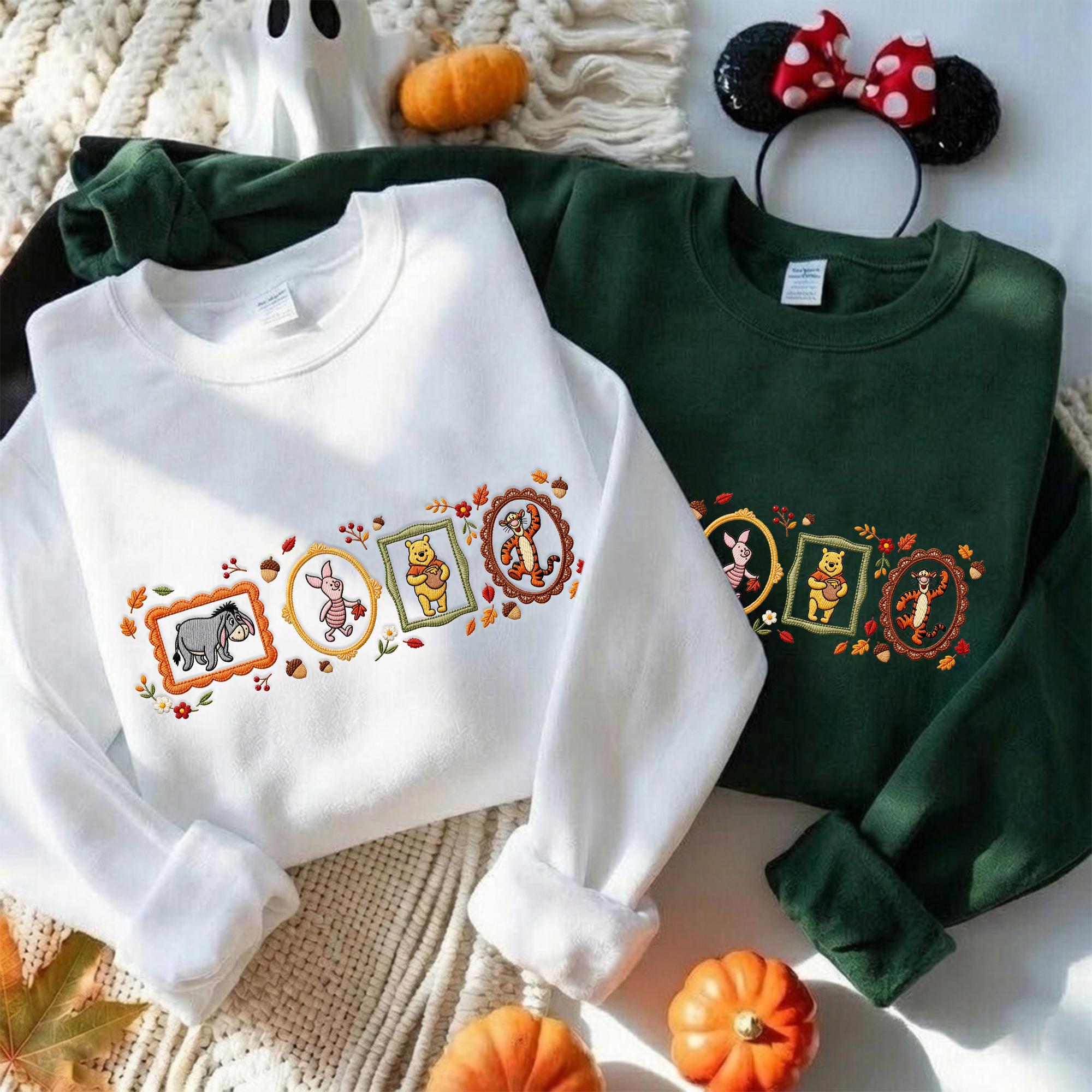Coquette Winnie the Pooh Fall Embroidered Sweatshirt with Cute Bow – Disney Hoodie Quarter Zip Baby Tee and Spooky Season Mom Outfit - photo 10