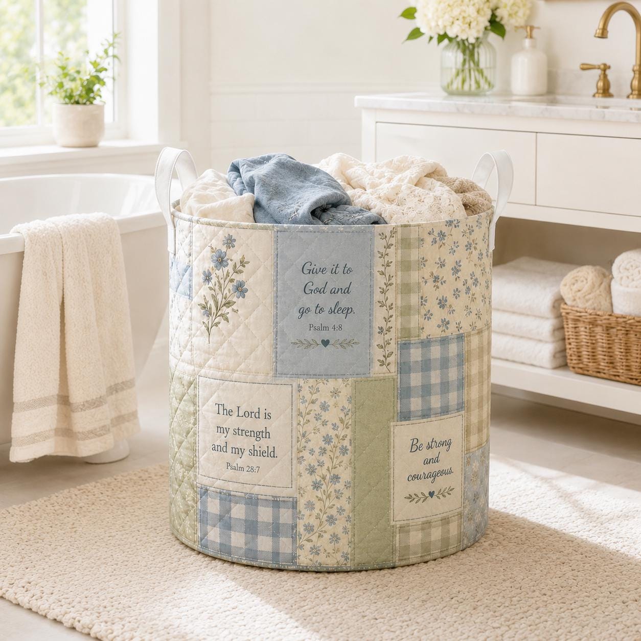 Christian Bible Verse Jesus Quilted Style Laundry Basket – Religious Faith Storage Hamper Organizer Decor Gift - photo 7
