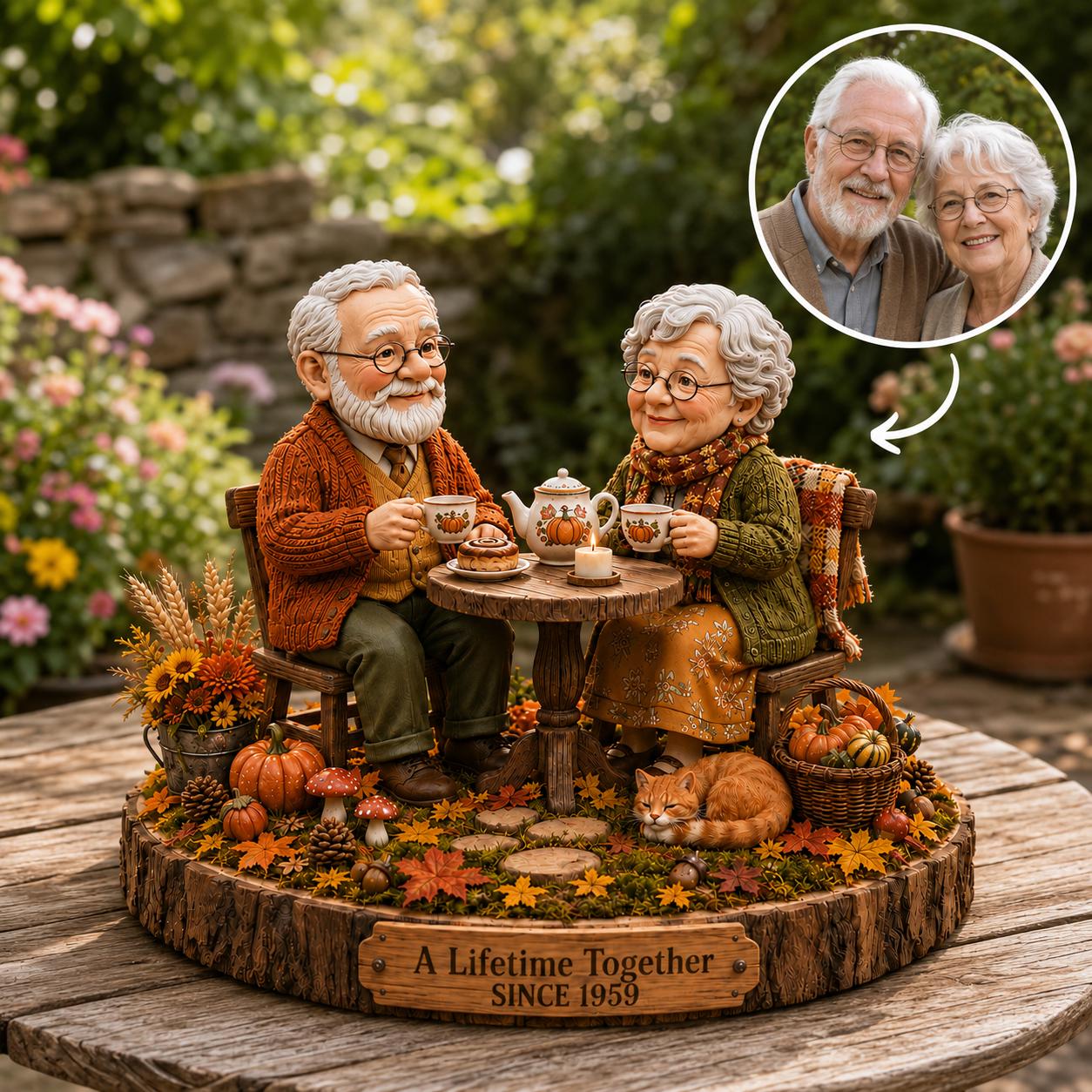 Personalized Anniversary Couple Wooden Block Custom Photo Gift – A Lifetime Together Since Year Autumn Decor