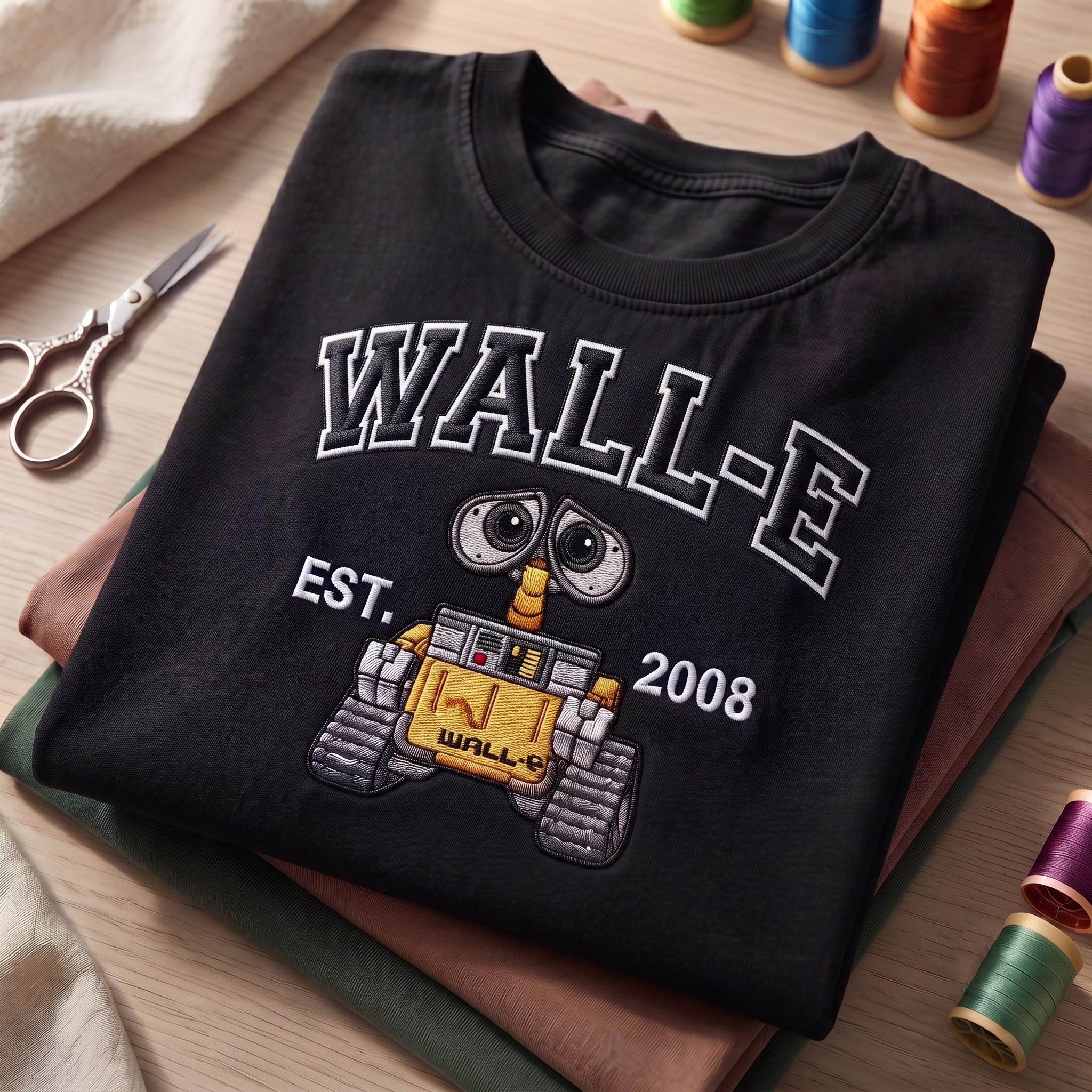 Wall-E Embroidered Washed T-Shirt with Pixar Disney Est 2008 Vintage Robot Tee – Retro Disneyland Park Vacation Shirt Outfit - photo 2