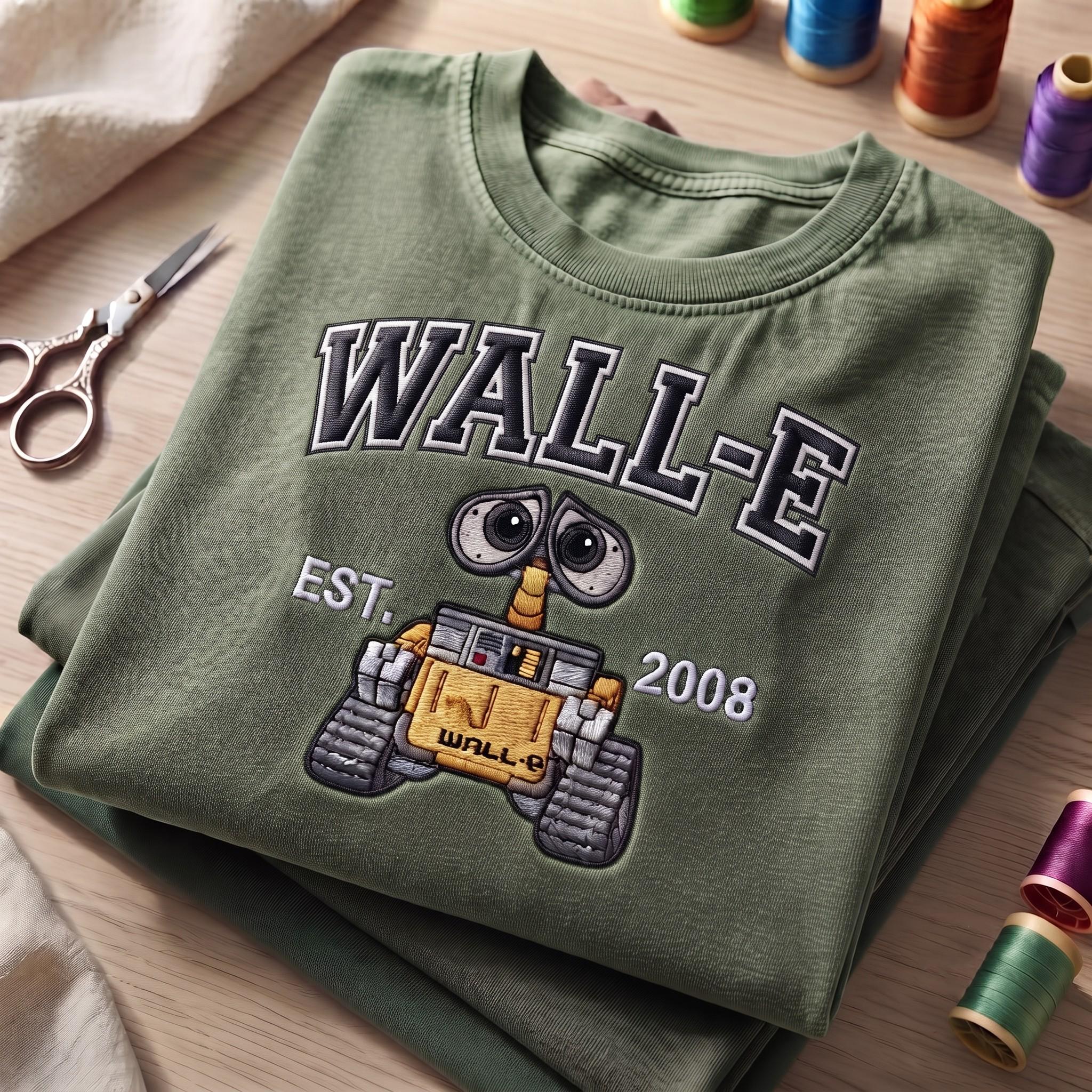 Wall-E Embroidered Washed T-Shirt with Pixar Disney Est 2008 Vintage Robot Tee – Retro Disneyland Park Vacation Shirt Outfit - photo 4