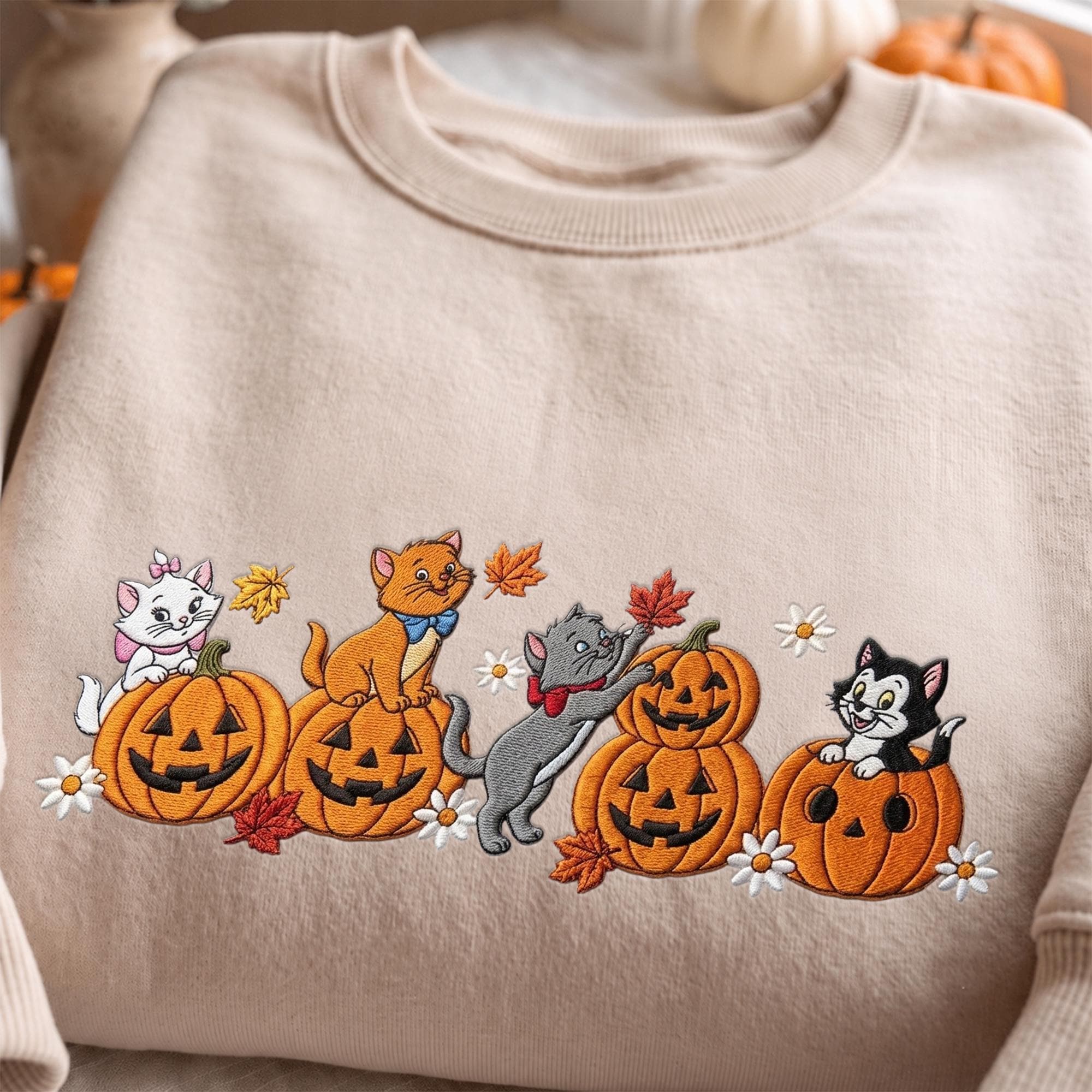 Embroidered Disney Cats Sweatshirt with Marie Toulouse and Berlioz – WDW Fall Vibes Baby Tee Quarter Zip Spooky Season Hoodie Cat Mom Gift