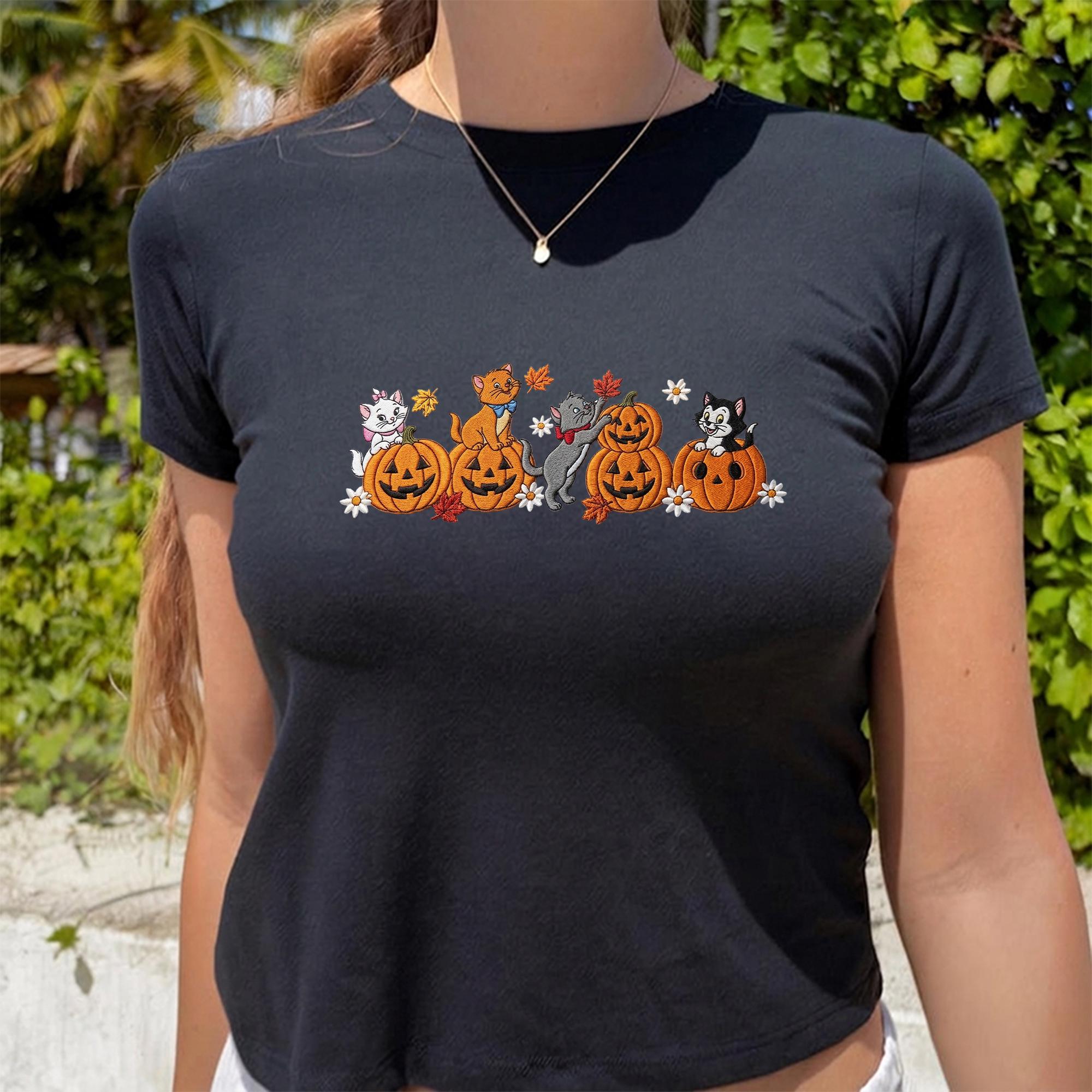 Embroidered Disney Cats Sweatshirt with Marie Toulouse and Berlioz – WDW Fall Vibes Baby Tee Quarter Zip Spooky Season Hoodie Cat Mom Gift - photo 6
