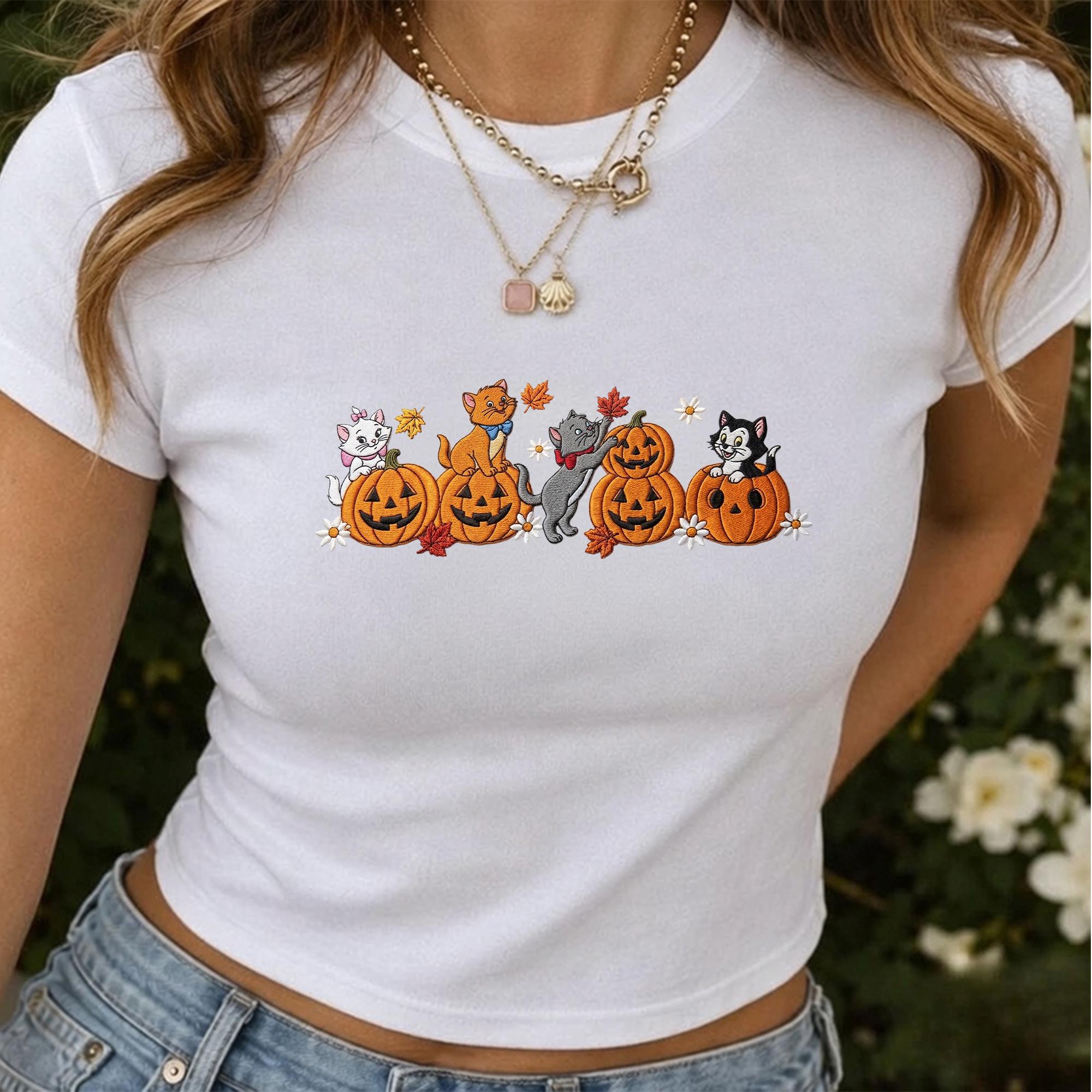 Embroidered Disney Cats Sweatshirt with Marie Toulouse and Berlioz – WDW Fall Vibes Baby Tee Quarter Zip Spooky Season Hoodie Cat Mom Gift - photo 7