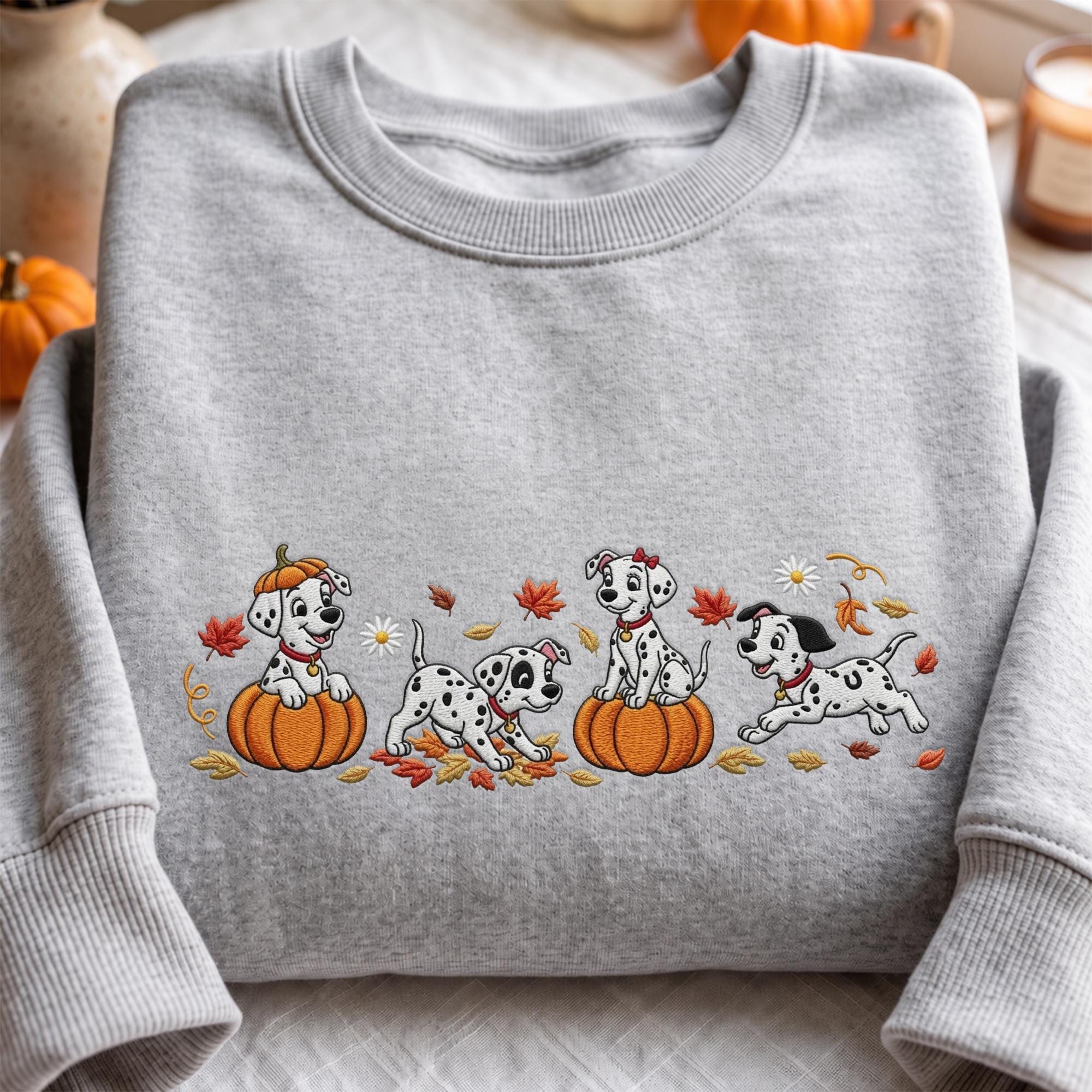 Embroidered 101 Dalmatians Sweatshirt with Disney Dog Fall Quarter Zip – Trick or Treat Spooky Season Hoodie Baby Tee Dog Mom Gift