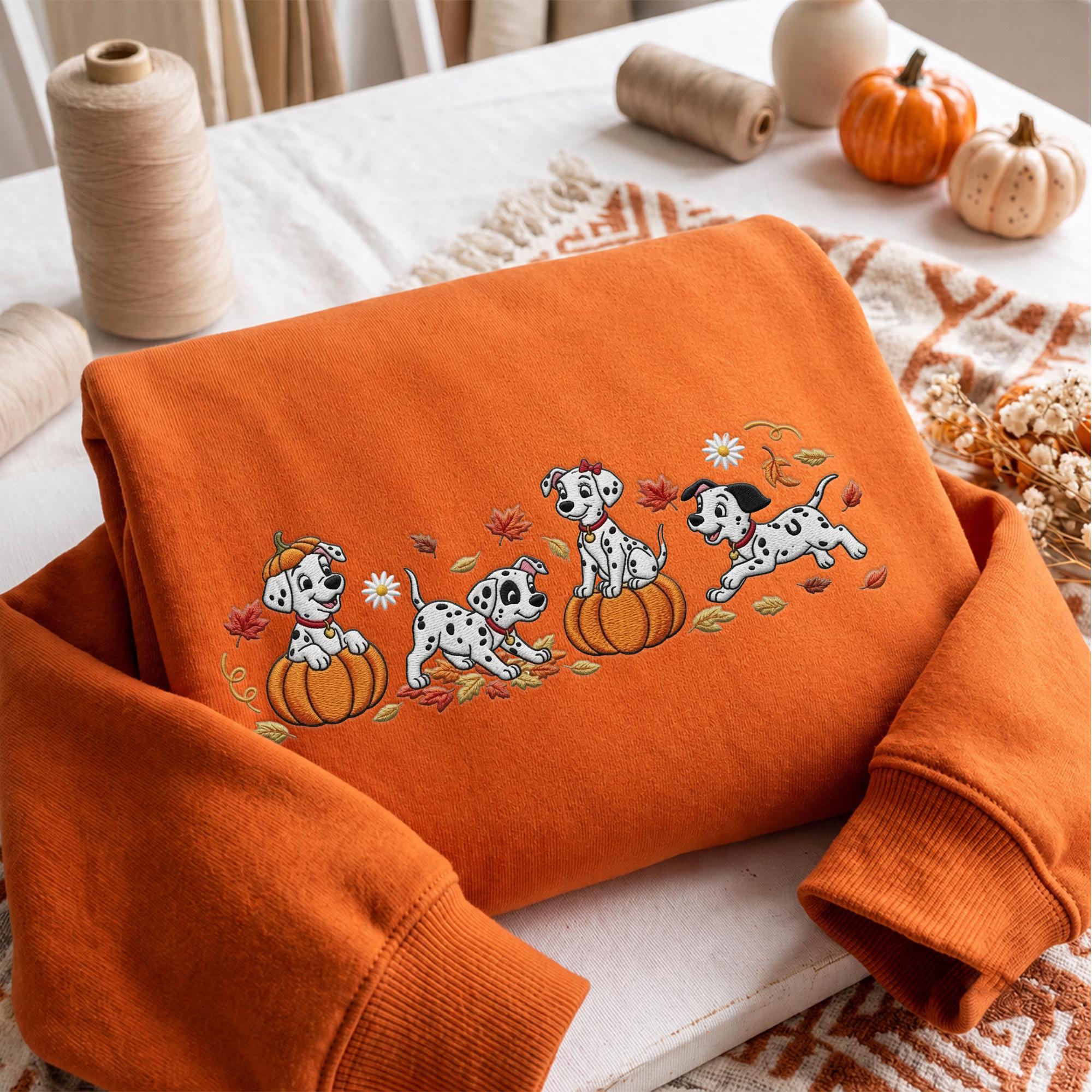 Embroidered 101 Dalmatians Sweatshirt with Disney Dog Fall Quarter Zip – Trick or Treat Spooky Season Hoodie Baby Tee Dog Mom Gift - photo 5