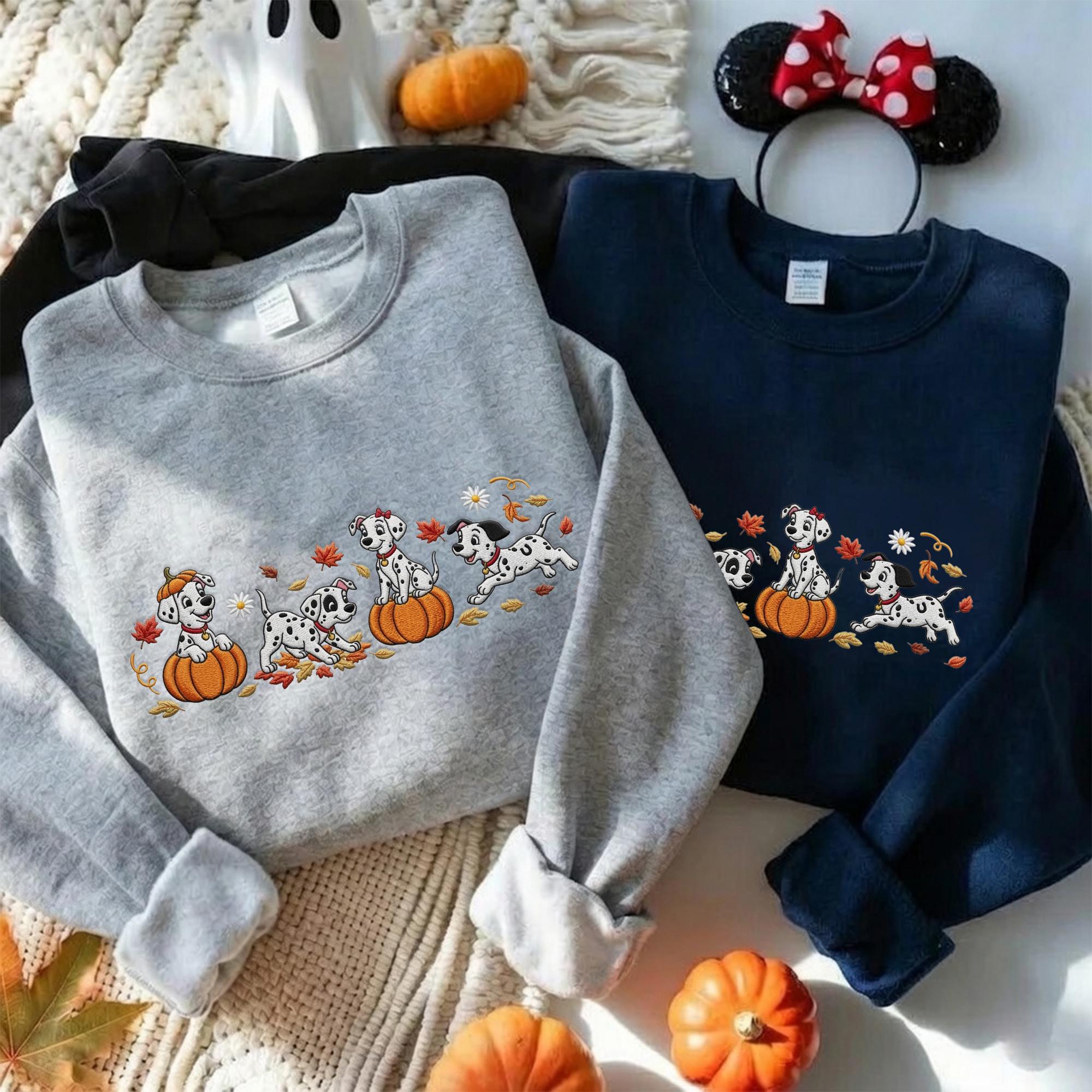 Embroidered 101 Dalmatians Sweatshirt with Disney Dog Fall Quarter Zip – Trick or Treat Spooky Season Hoodie Baby Tee Dog Mom Gift - photo 10