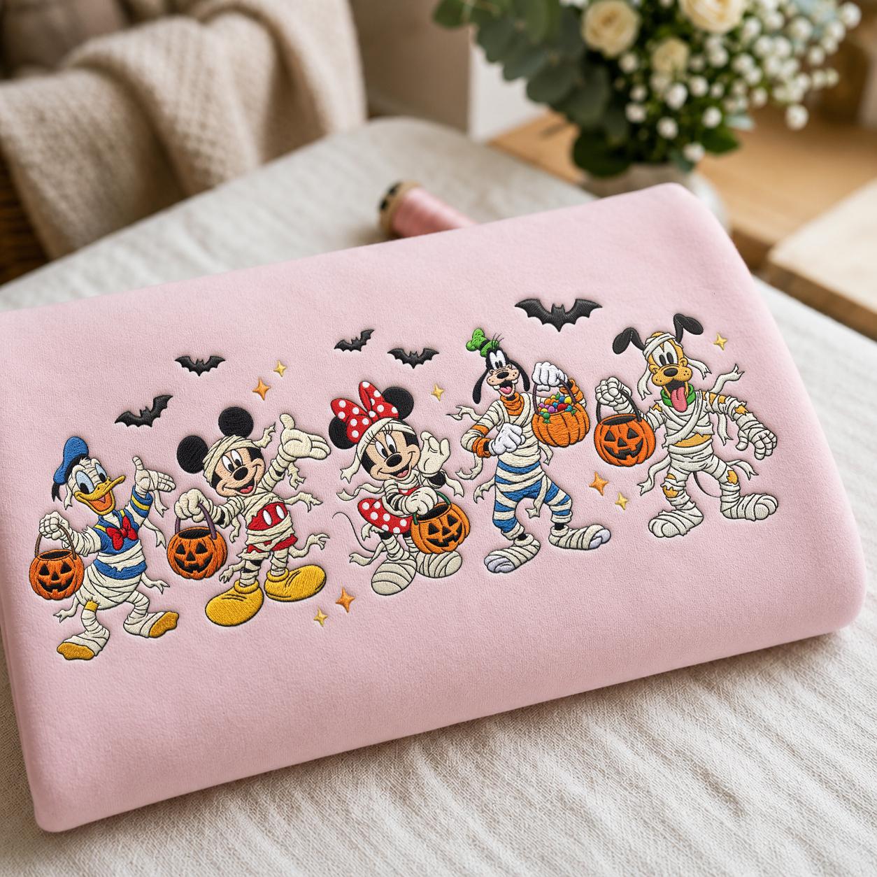 Embroidered Mickey and Friends Mummy Disney Halloween Sweatshirt – WDW Disneyland Fall Crewneck Apparel and Halloween Gift - photo 4