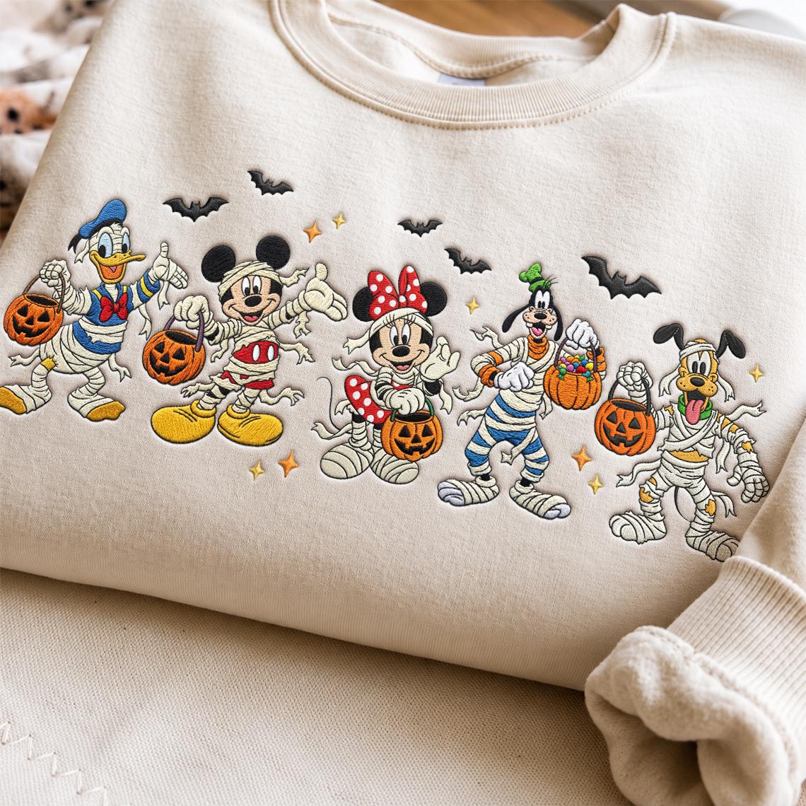 Embroidered Mickey and Friends Mummy Disney Halloween Sweatshirt – WDW Disneyland Fall Crewneck Apparel and Halloween Gift - photo 5