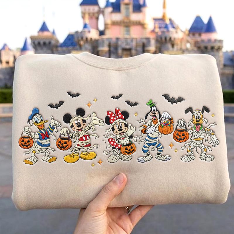 Embroidered Mickey and Friends Mummy Disney Halloween Sweatshirt – WDW Disneyland Fall Crewneck Apparel and Halloween Gift - photo 6