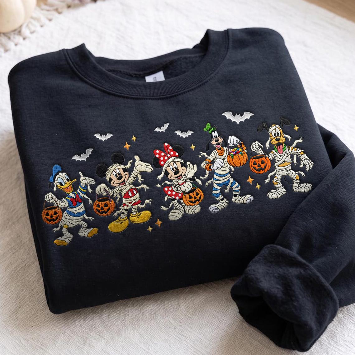 Embroidered Mickey and Friends Mummy Disney Halloween Sweatshirt – WDW Disneyland Fall Crewneck Apparel and Halloween Gift - photo 8