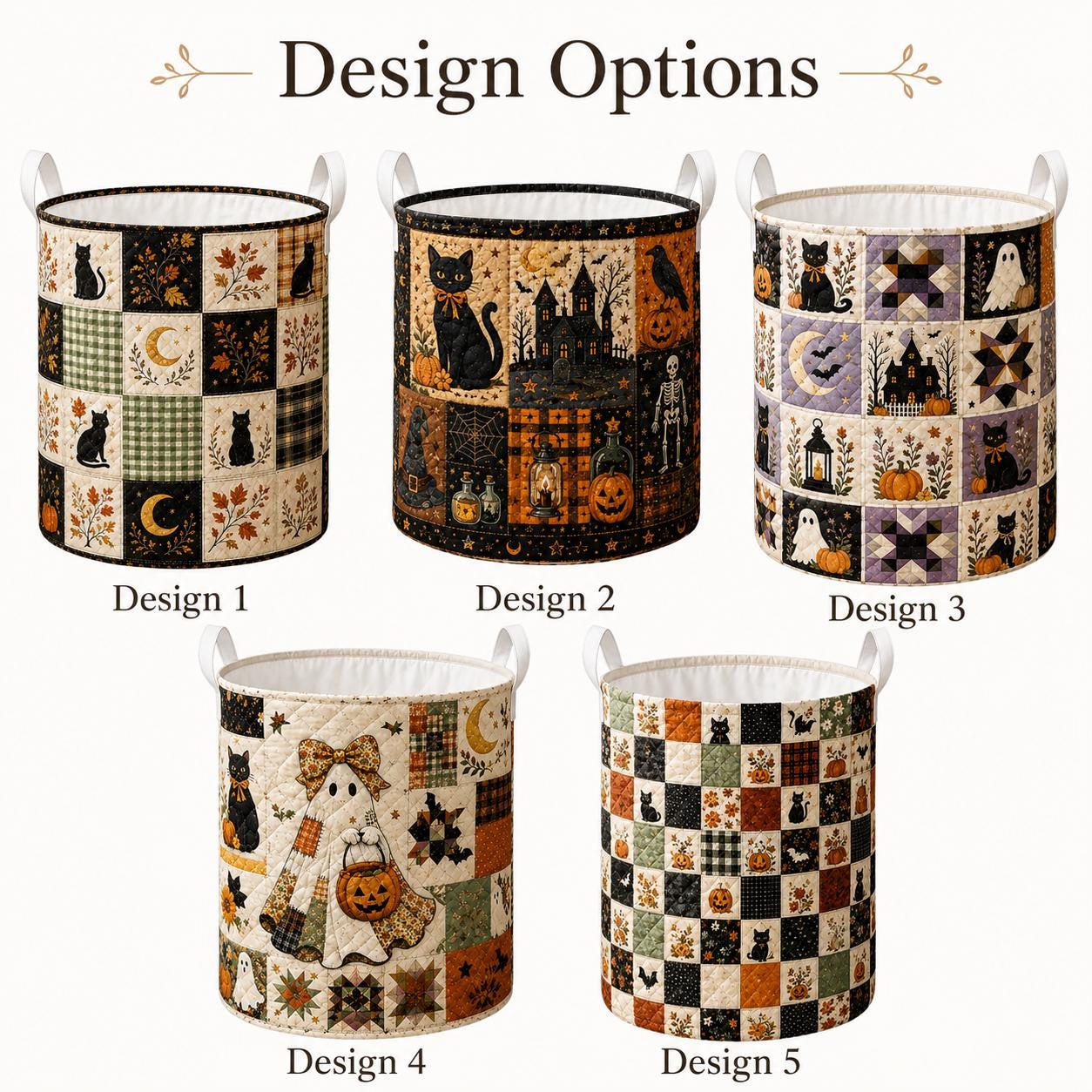 Halloween Black Cat Quilted Style Laundry Basket with Autumn Leaves Hamper and Fall Seasonal Home Decor Storage - photo 4