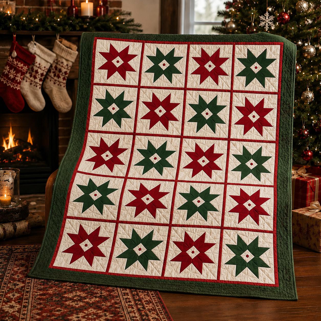 Cozy Red and Green Christmas Pinwheel Quilt Blanket – Winter Holiday Patchwork Throw for Farmhouse Xmas Home Decor Gift - photo 2