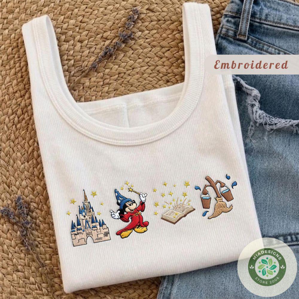 Embroidered Mickey Sorcerer Fantasia T-Shirt Sweatshirt Hoodie – Magic Kingdom WDW Disneyland Lace Trim Tank Top