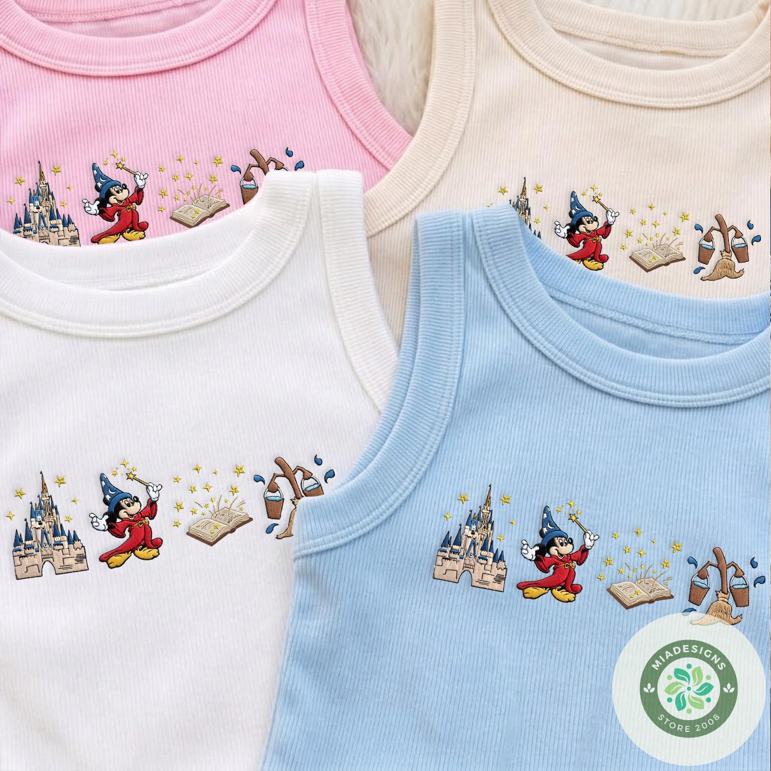 Embroidered Mickey Sorcerer Fantasia T-Shirt Sweatshirt Hoodie – Magic Kingdom WDW Disneyland Lace Trim Tank Top - photo 4