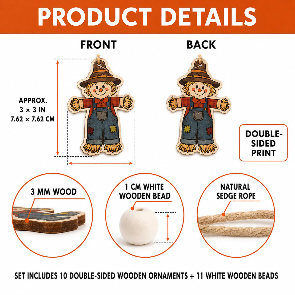Fall Harvest Wooden Garland Banner with Pumpkin Scarecrow Barn Truck and Sunflower for Rustic Farmhouse Mantel and Wall Decor - photo 5