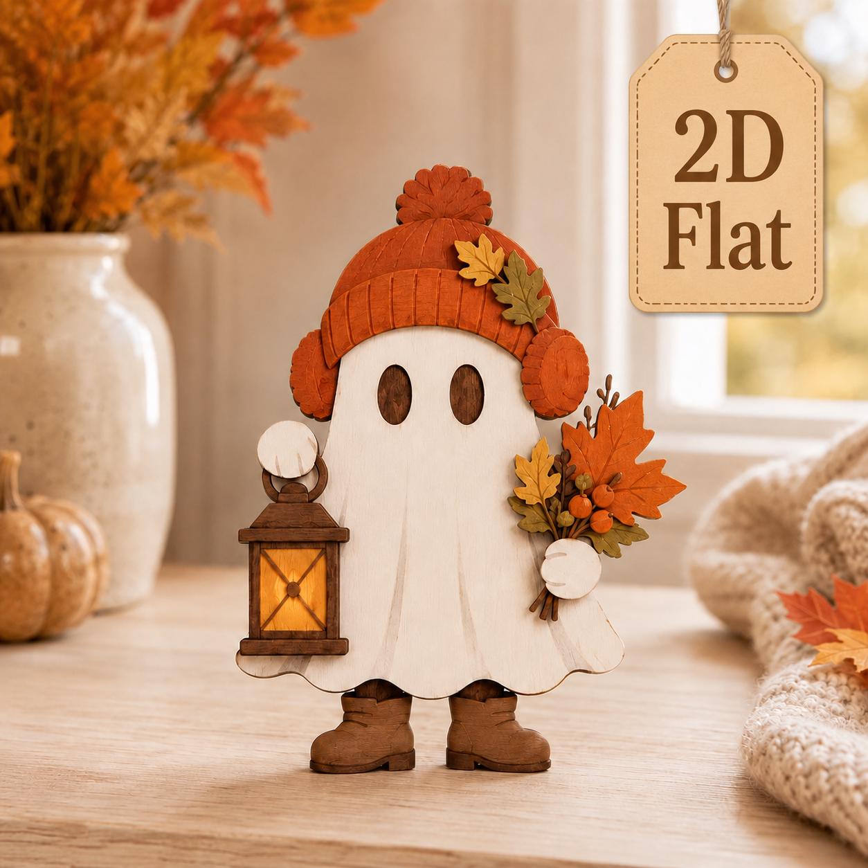 Halloween Fall Ghost Wooden Block Set and Table Signs with Witch and Sunflower for Cozy Autumn Shelf Decor - photo 2