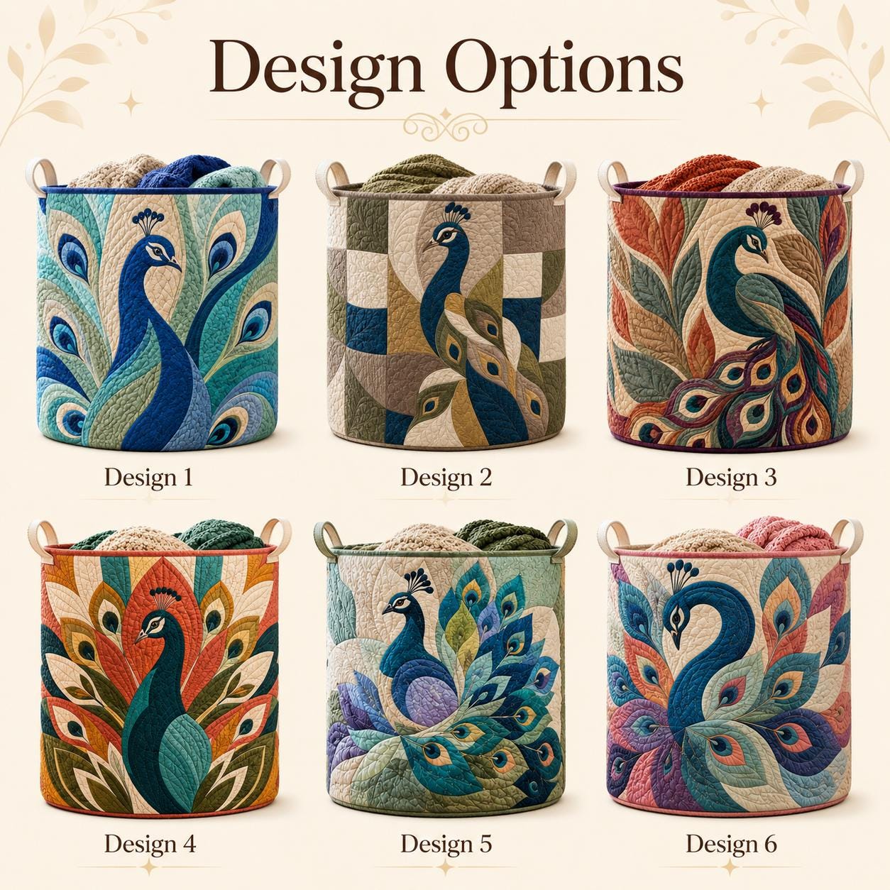Peacock Quilted Styleed Laundry Basket with Bird Feather Hamper and Boho Storage Bin Colorful Laundry Room Decor Peacock Lover Gift - photo 4