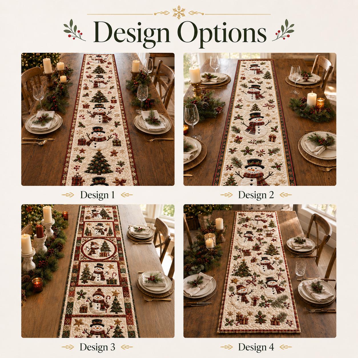 Farmhouse Christmas Snowman Quilted Style Table Runner – Winter Holiday Decor and Quilt - photo 4