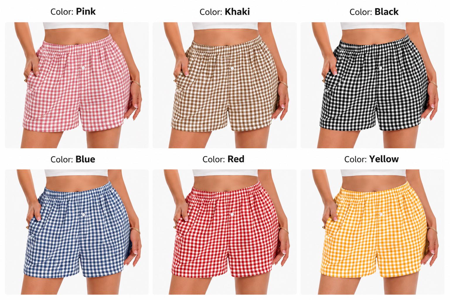Womens Embroidered Disney Boxer Shorts with Mickey, Minnie and Flounder Animal Characters for Disneyland WDW Summer Vibes