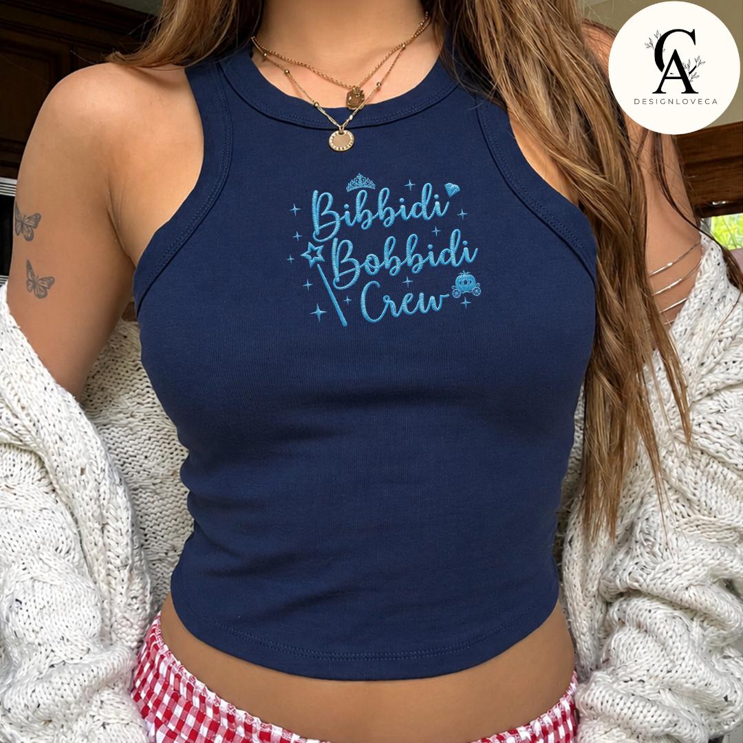 Personalized Embroidered Cinderella Disney Bride Baby Tee Crop Tank for Bridal Party – Bachelorette Girl Trip Lace Trim Tank Top - photo 5