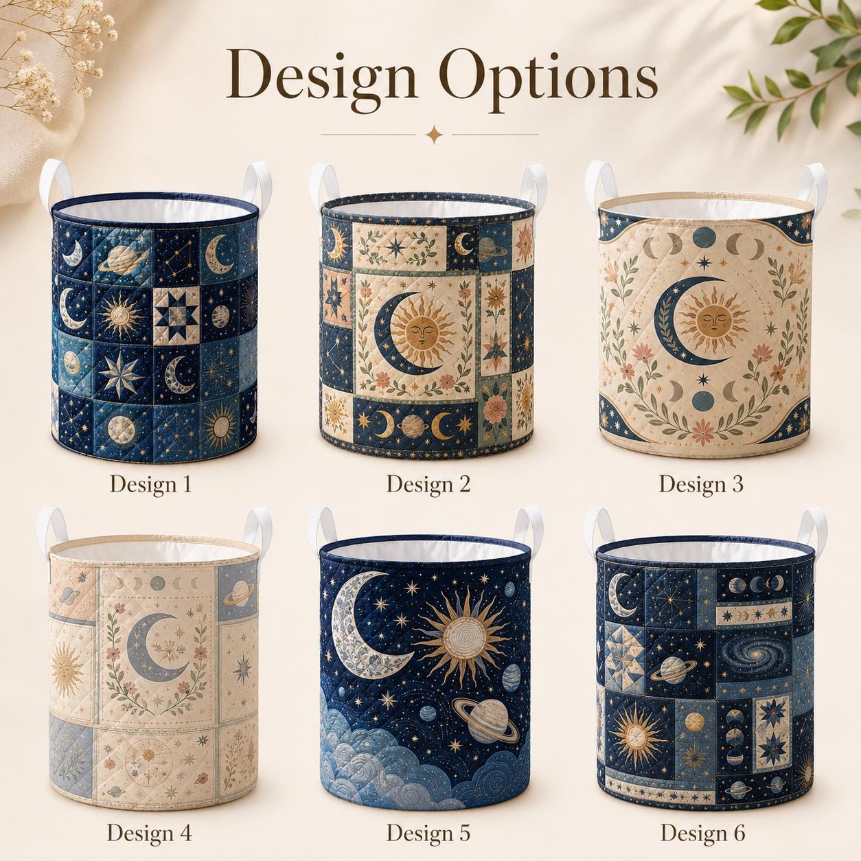 Celestial Moon Stars Quilted Styleed Laundry Basket with Cosmic Storage Hamper and Boho Nursery Decor Organizer Gift - photo 5