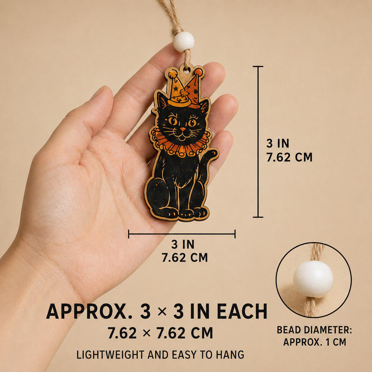 Haunted Carnival Wooden Garland Banner with Vintage Pumpkin Moon Cat Ghost and Skeleton for Halloween Circus Mantel Wall Decor - photo 2