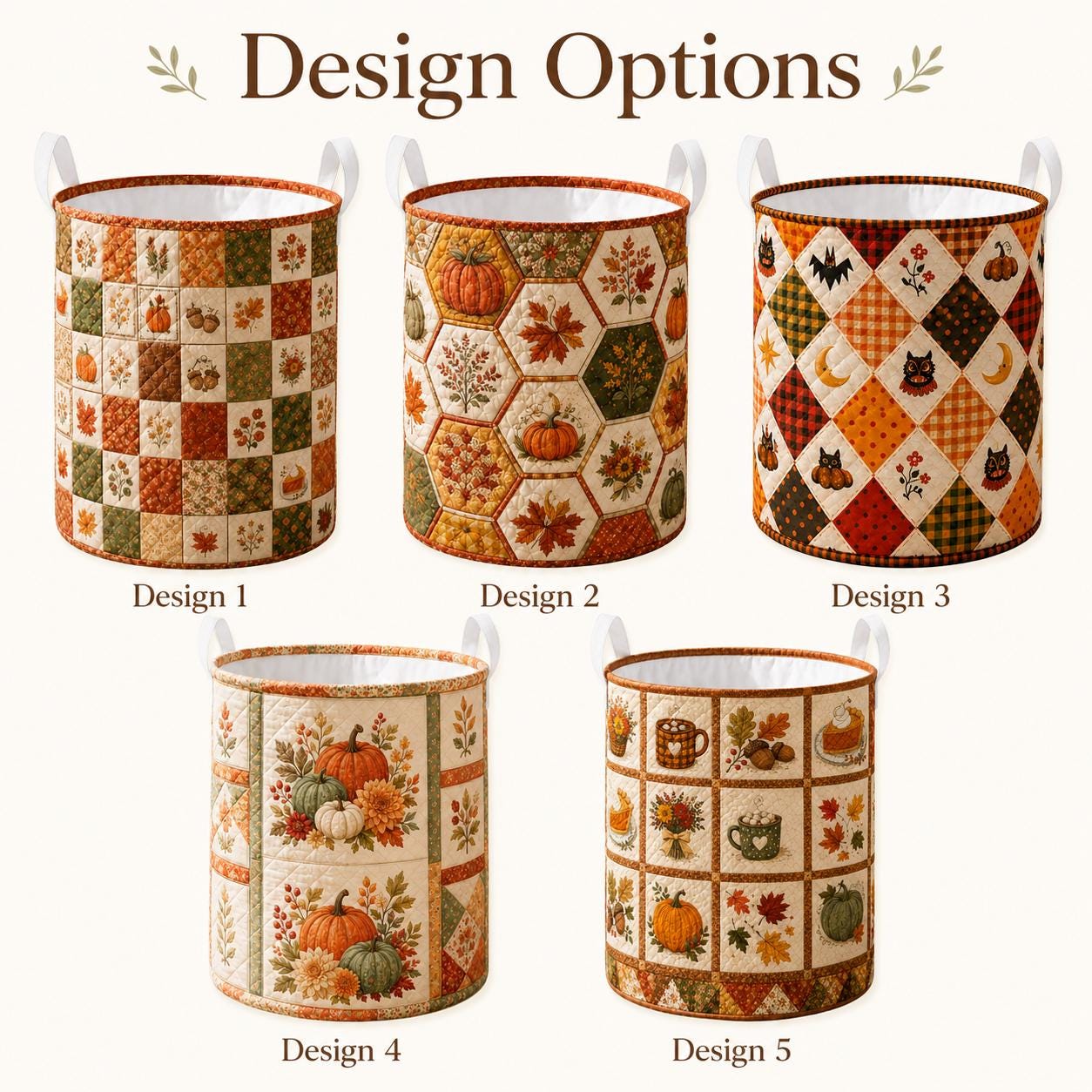 Laundry Basket and Storage Hamper with Pumpkin Spice Quilted Styleed Design for Fall Autumn Harvest Halloween Seasonal Home Decor - photo 5