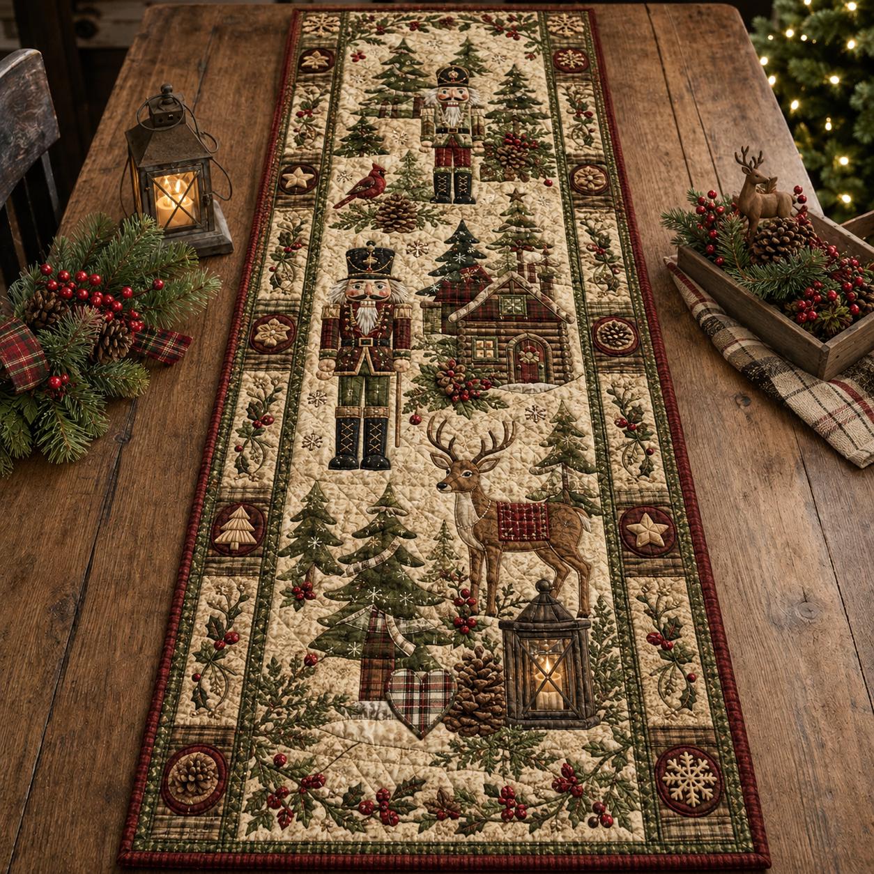 Nutcracker Quilted Style Christmas Table Runner – Vintage Holiday Xmas Decor and Elegant Festive Dining Table Accent - photo 2
