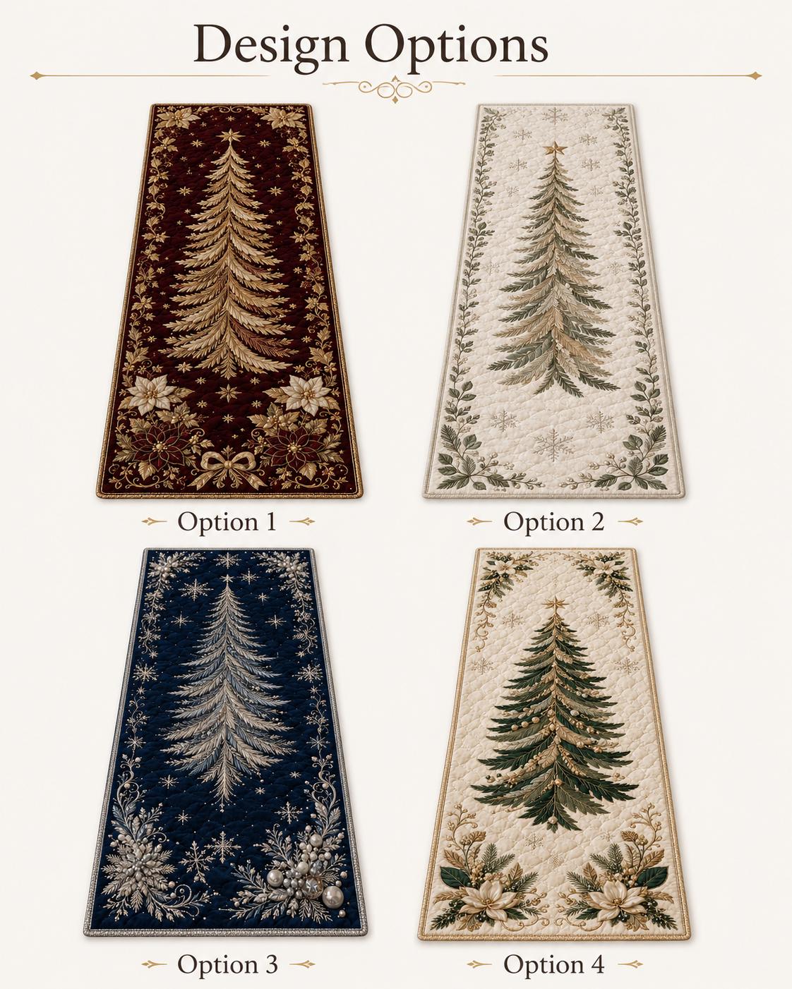Quilted Style Christmas Tree Table Runner – Elegant Winter Centerpiece and Holiday Table Decor for Neutral Tablescape - photo 5