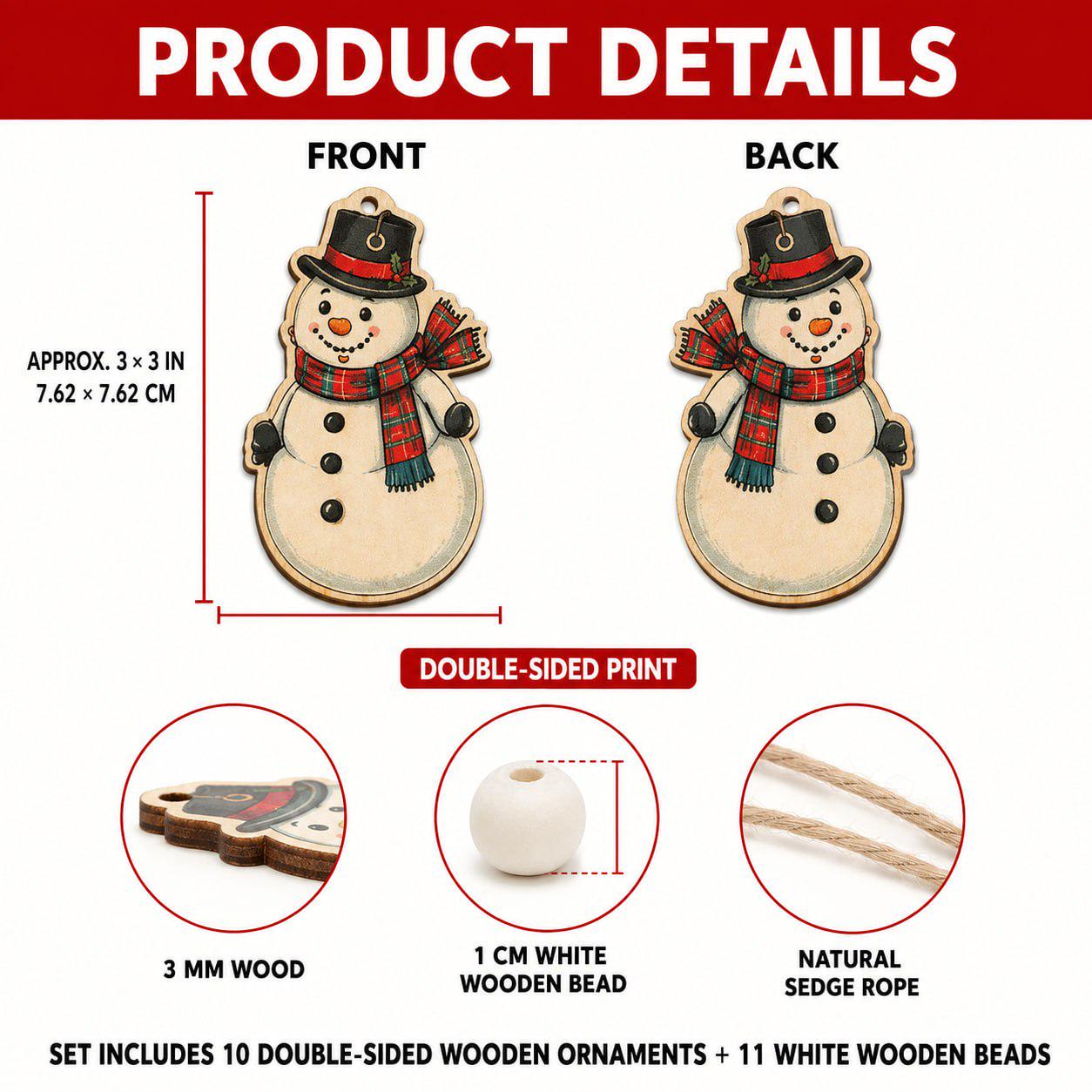 Classic Christmas Wooden Garland Mantel Banner with Santa Reindeer Snowman Tree Wreath Bell and Candy Cane for Holiday Wall Decor - photo 5