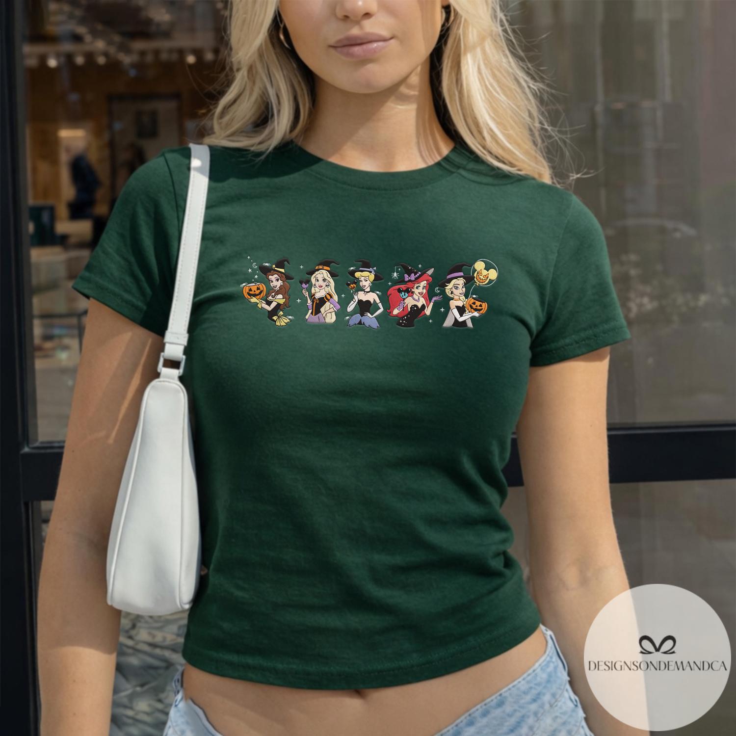Embroidered Disney Princess Halloween Shirt with Elsa Ariel Belle and Cinderella – WDW Disneyland Baby Tee Lace Trim Tank - photo 14