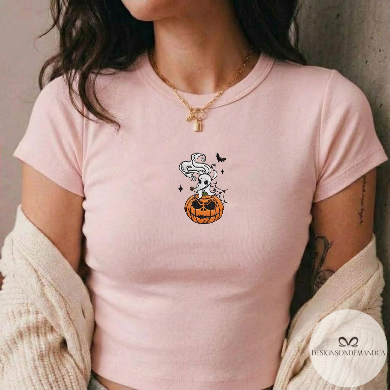Embroidered Nightmare Before Christmas Jack Skellington Sally and Oogie Boogie Shirt – Coquette Bow Disney Halloween Baby Tee Lace Trim Tank - photo 5
