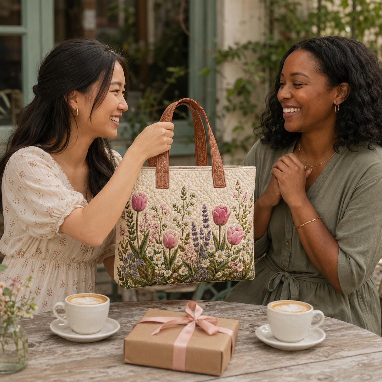 Personalized Custom Name Floral Quilted Styleed Tote Bag – Embroidered Wildflower And Flower Cottagecore Garden Shoulder Purse Gift For Her - photo 9